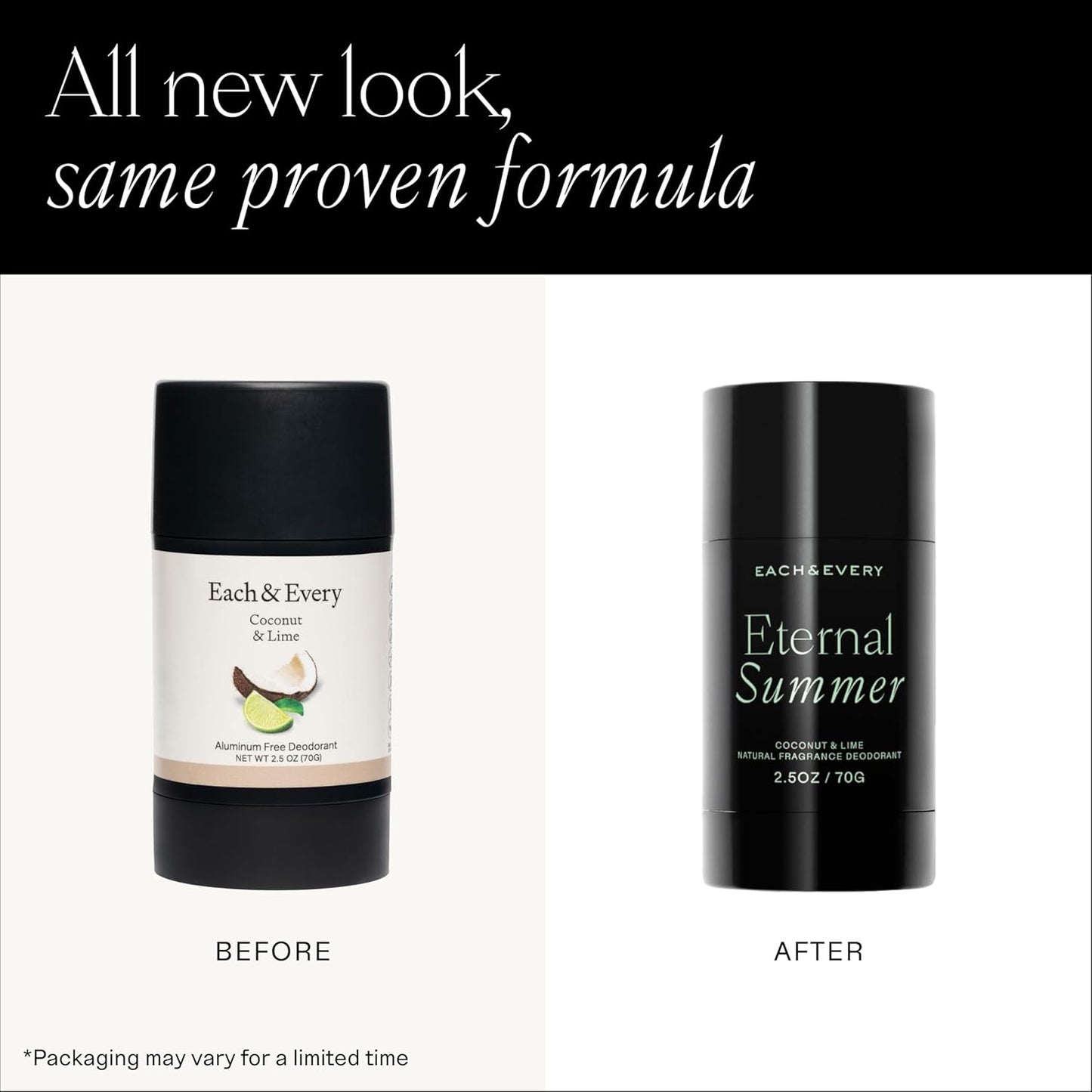 Each & Every Aluminum Free Deodorant for Men & Women, Coconut & Lime - All Natural Deodorant for Sensitive Skin, EWG Verified - Clean, Baking Soda-Free, Plant-Based Fragrance - 2.5oz, 2 Pack