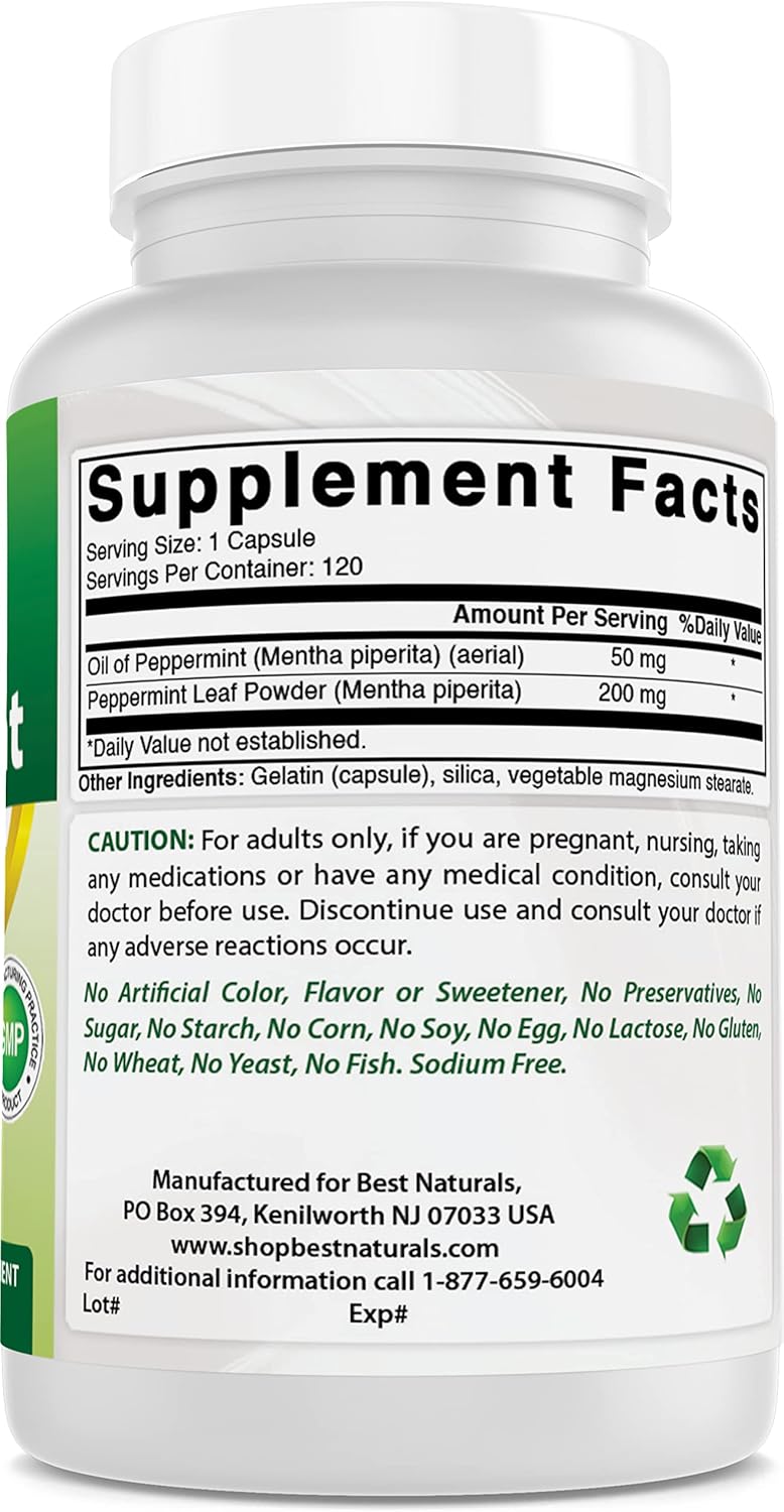 Best Naturals Peppermint Oil 250 mg 120 Capsules (120 Count (Pack of 3))