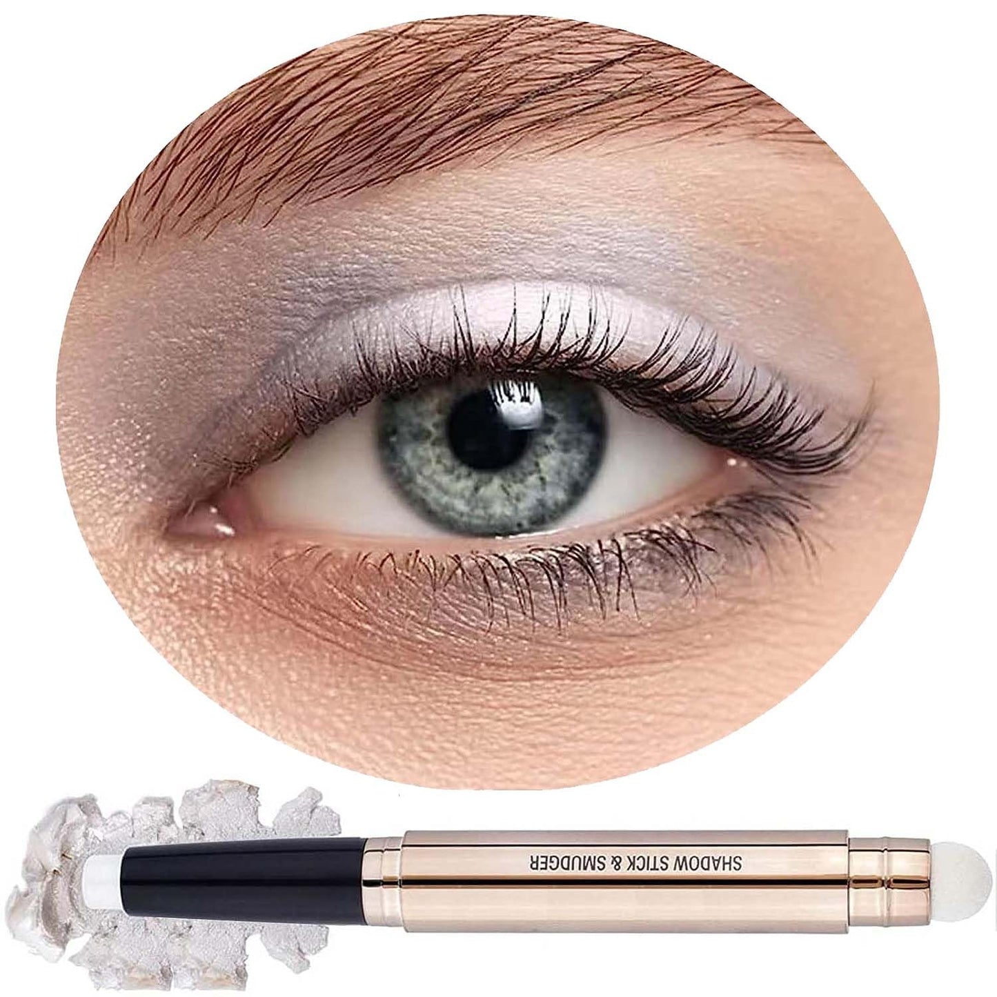 White Eyeshadow Stick Halloween Makeup, Cream Smooth Shimmer Single Eyeshadow Pencil, Hypoallergenic Waterproof Long Lasting Eye Shadow Highlighter Stick Liquid eyeshadow Eye Primer(01# White Shimmer)