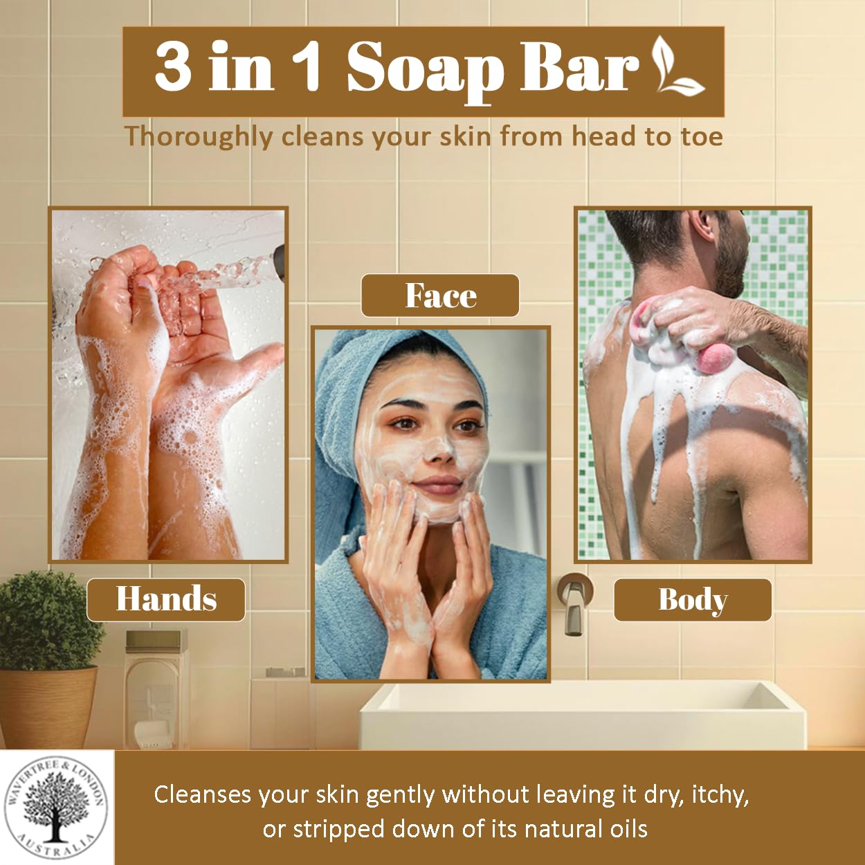 Wavertree & London Vanilla, Cedarwood & Cinnamon Scented Natural Soap (8 Bars), 7oz Moisturizing French Triple Milled Soap Bars enriched with shea butter, Plant Oil Bath & Body Bars for All Skin Types