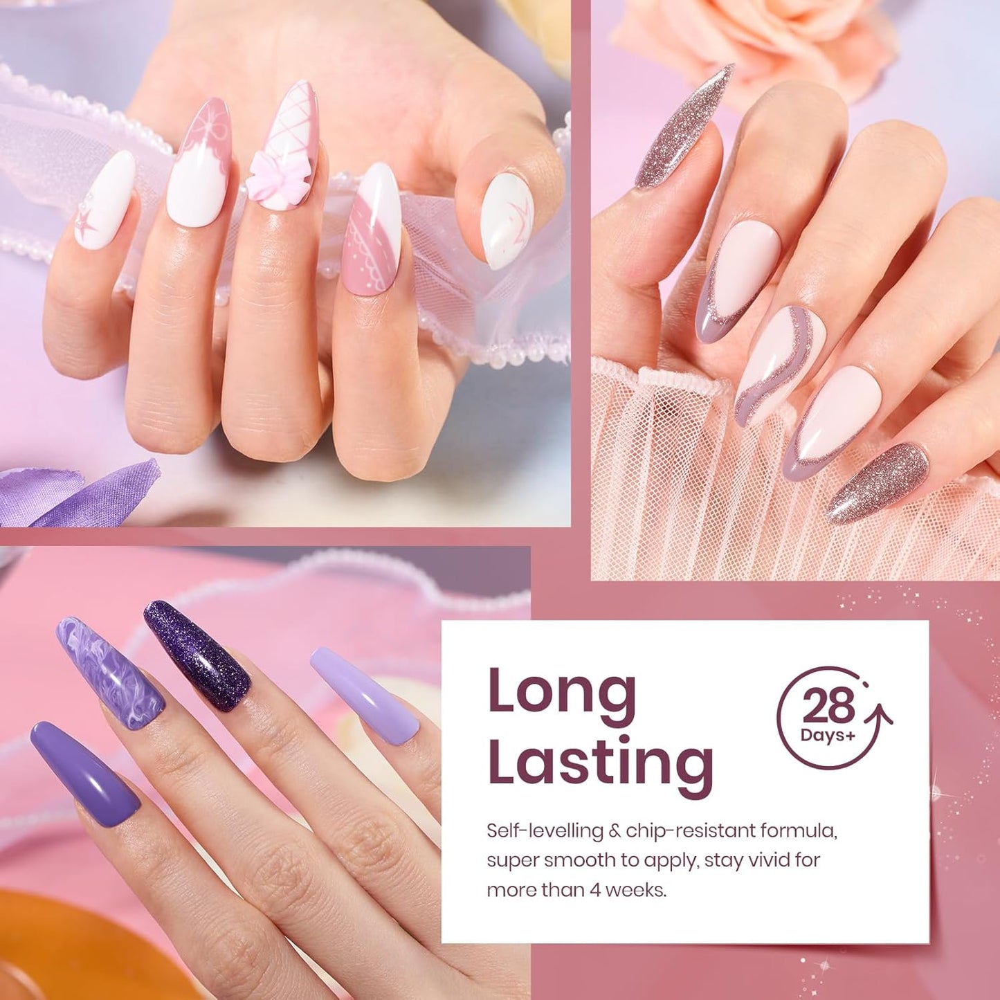 Beetles Gel Nail Polish Kit, 23Pcs Nude Pink Gel Polish White Gray Baby Blue Glitters Nail Polish Set with Glossy Matte Top Coat and Base Coat Fall Winter U V Soak Off Manicure Gift For Women