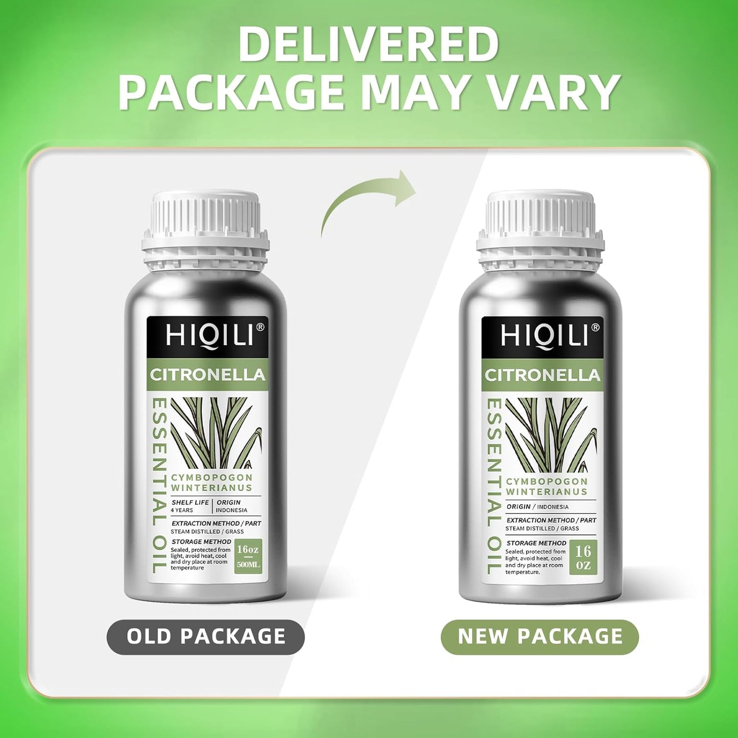 HIQILI 16 Fl Oz Citronella Oil for Homemade Sprays, Add to Diffuser, 100% Pure and Natural Undiluted