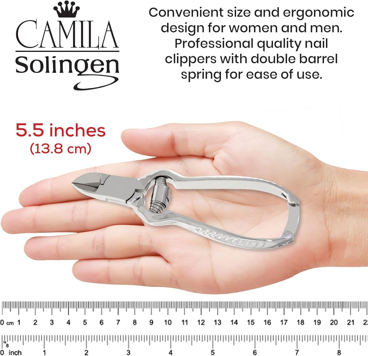 CS13 Large Heavy Duty Toe Nail Clipper for Thick Nails, Manicure and Pedicure & CS19 Large Professional Sapphire Metal Nail File for Fingernail and Toenail, Made in Solingen, Germany