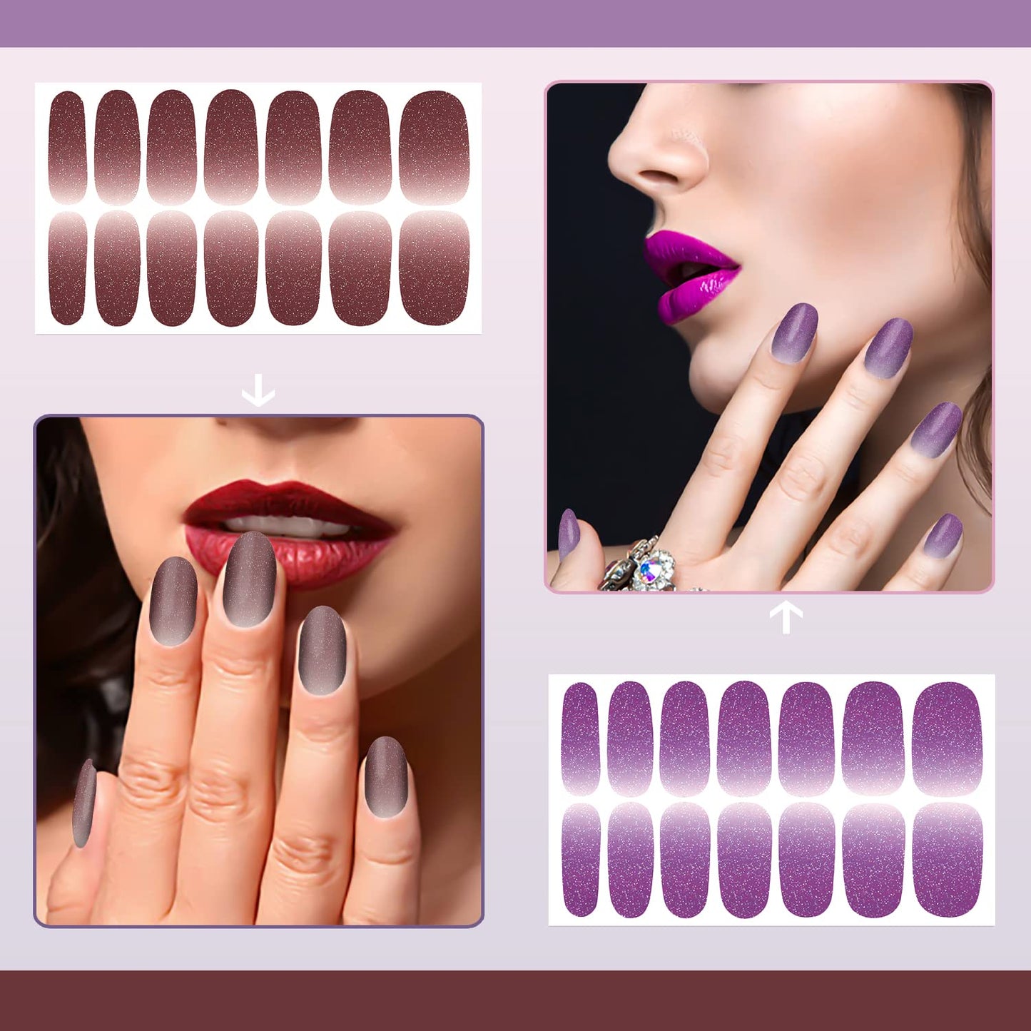 SILPECWEE 16 Sheets Glitter Nail Wraps for Women Nail Polish Strips Self Adhesive Nail Polish Stickers Gel Nail Strips Fingernail Manicure Stickers Nails Art Accessories with 1pc File