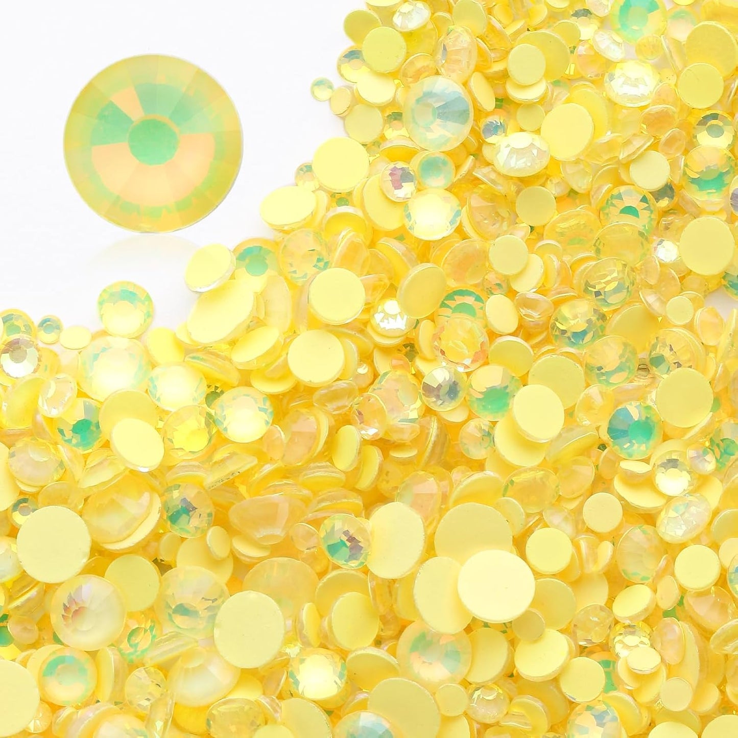F Yellow Flatback Rhinestones, Glass Rhinestones for Nail Art and Craft, Glue Fix, Loose Crystal Gemstones(F Yellow, SS12, 1440pcs, 2.9-3.0mm)