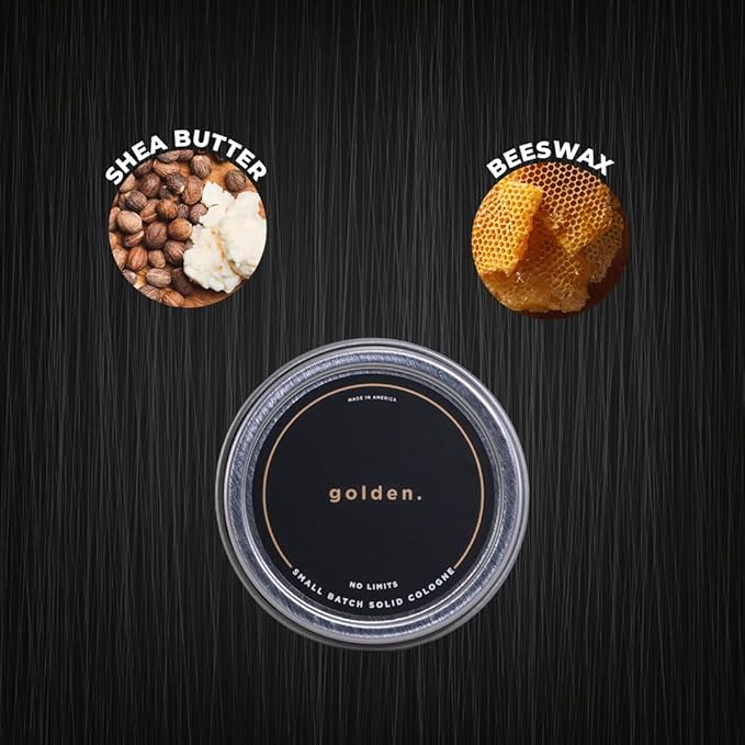 Golden Grooming Co. Solid Cologne - Travel-Sized Concentrated Balm - Solid Perfume with Subtler Scent and Long-Lasting Fragrance - For Men of Color - 1 oz Tin