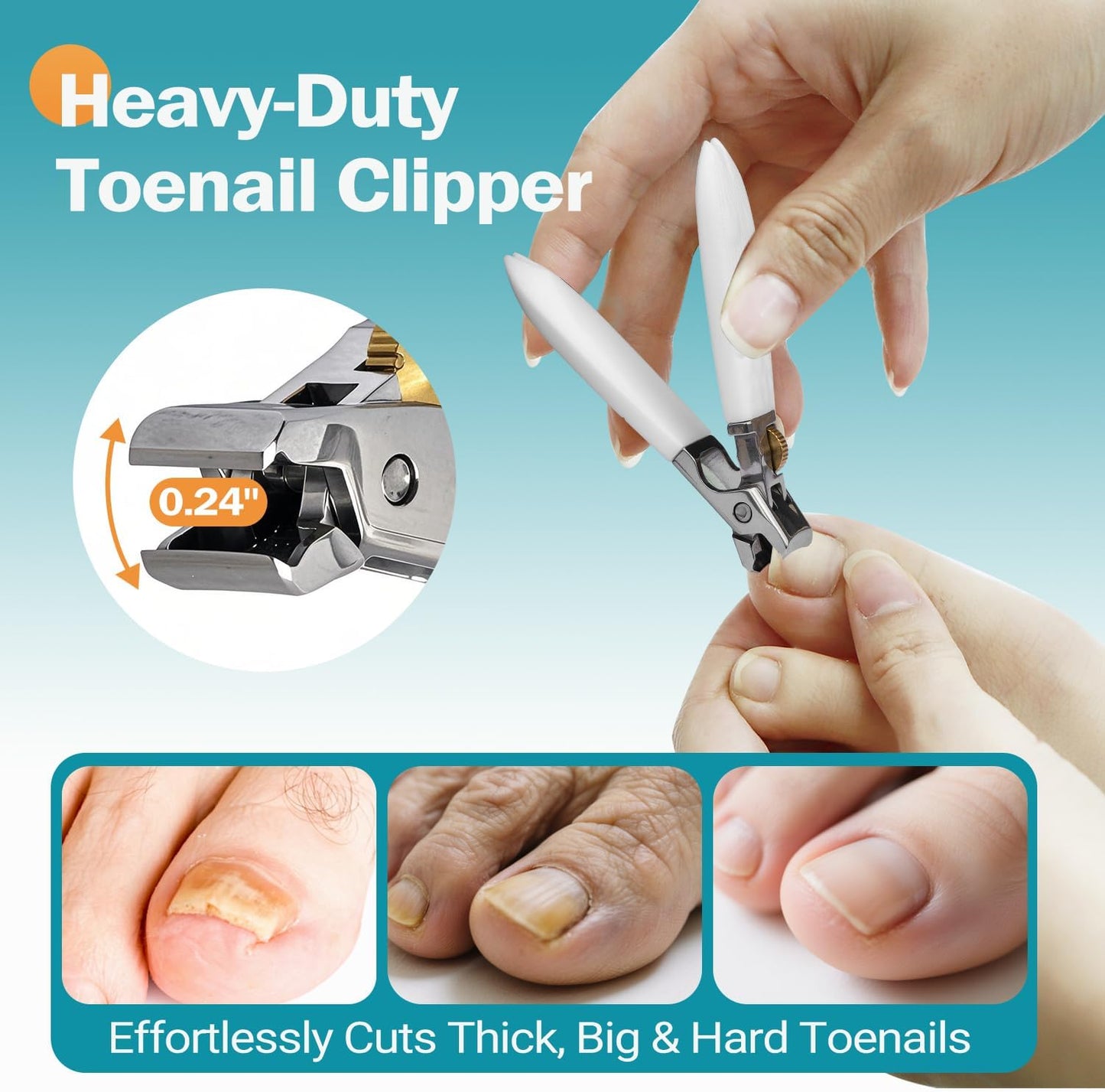 Heavy Duty Nail Clippers for Thick Toenails & Fingernails - Razor-Sharp Stainless Steel Blades with Wide Jaw, Anti-Slip Grip, Safety Lock & Splash Guard (Seniors/Men/Women/Kids)