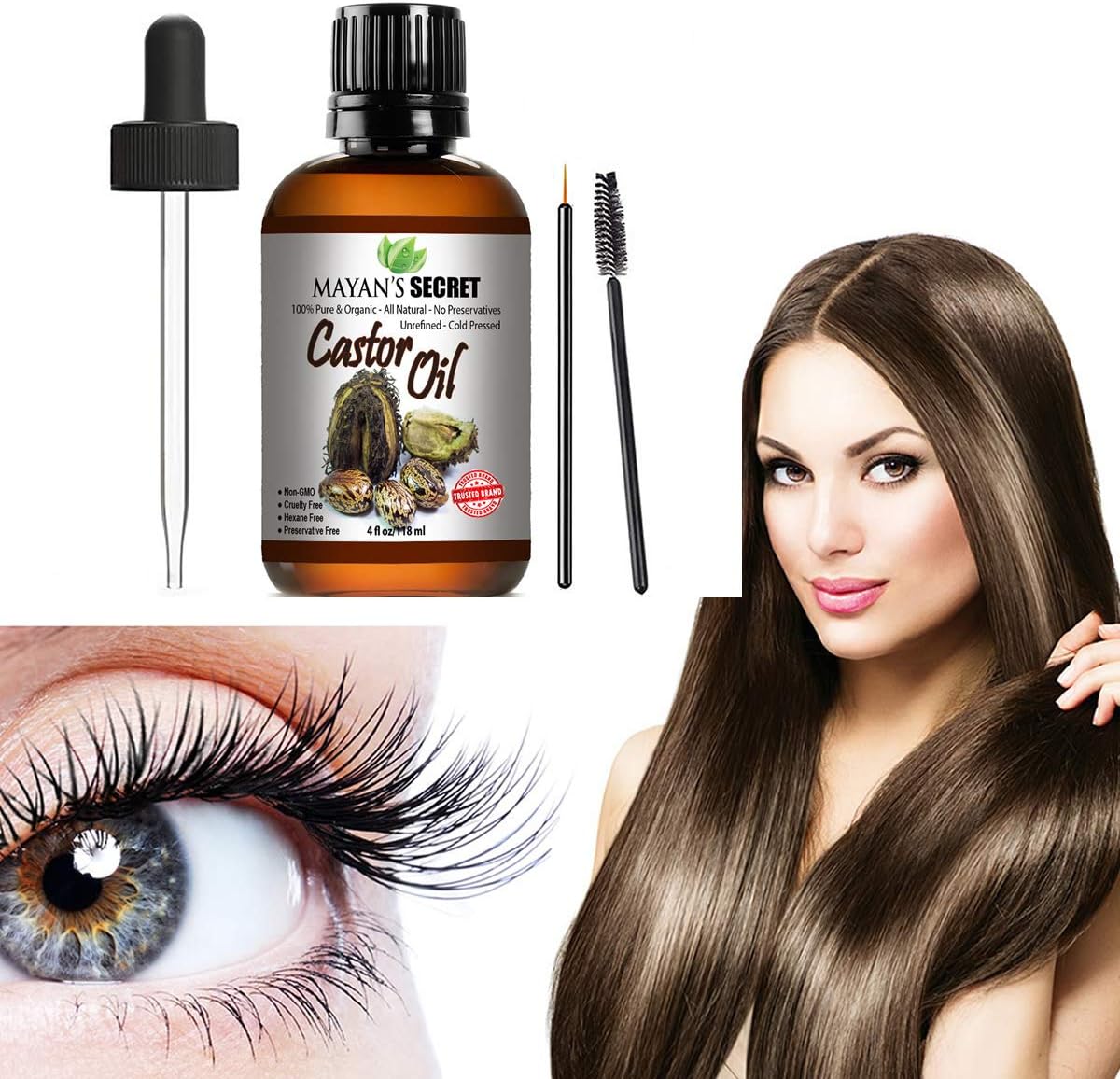 Mayan's Secret Certified Organic Castor Oil Nourishing and Strengthening Oil for Hair and Skin