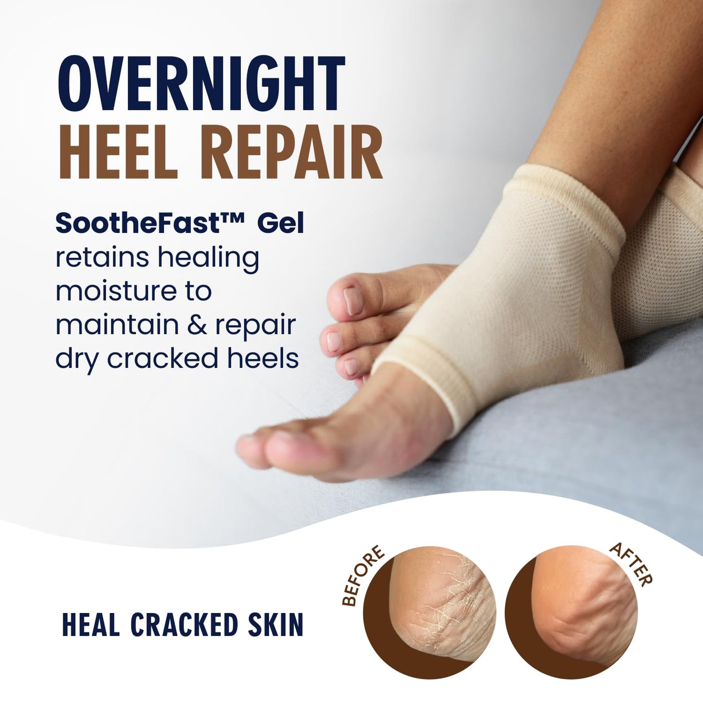 Dr. Frederick's Original Moisturizing Heel Socks for Cracked Heel Treatment - 2 Pairs - Socks for Dry Feet - Cracked Skin Repair & Overnight Hydration - Foot Care for Women & Men - Shea Butter