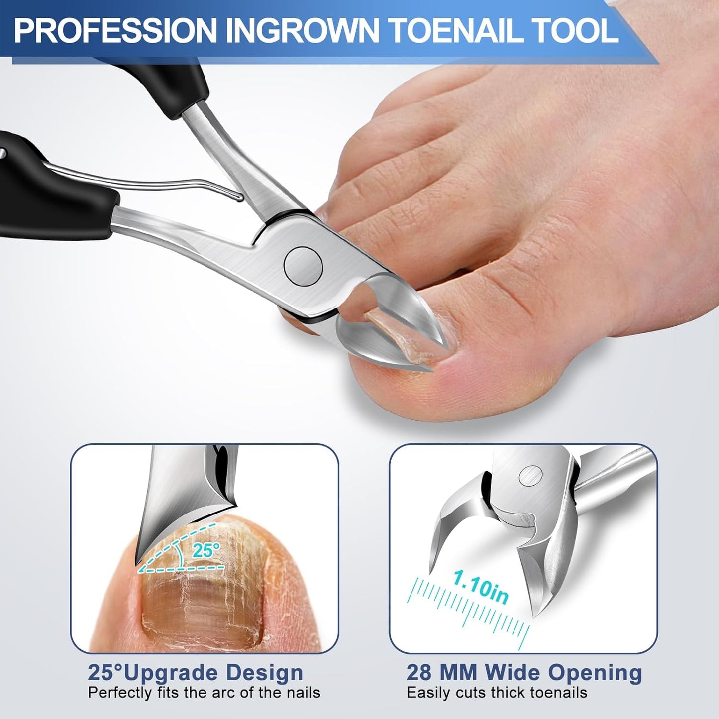 Toenail Clippers for Seniors Thick Toenails, Heavy Duty Large Toe Nail Clippers for Men with Catcher, 360°Rotating Nail Clippers for Seniors, Ingrown Nail Cutter Long Handle with Sharp Curved Blade