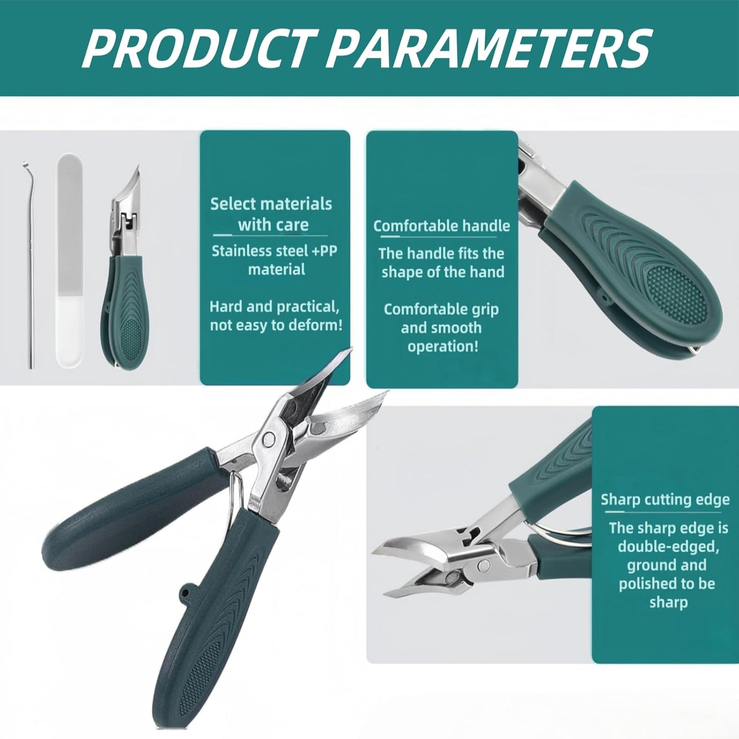 9-Piece Ingrown Toenail & Thick Nail Clipper, Eagle Beak Beveled Nail Clippers,Angled Nail Clippers,Suitable for Men,Women,and Comfort-Seeking Seniors at Home,in The Office,and During Travel (Green)