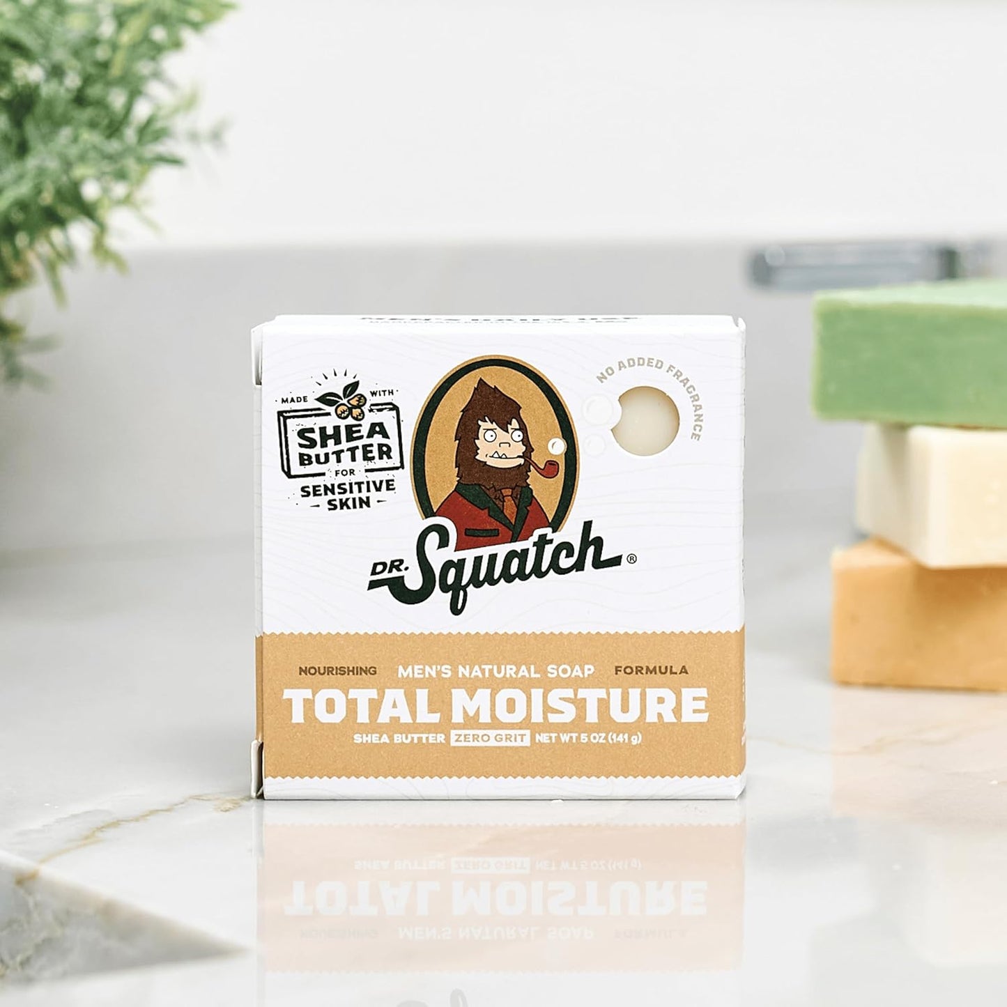 Dr. Squatch NEW Total Moisture Bar Soap for Men - No Added Fragrance Formulated for Sensitive Skin - Shea Butter (5 oz, 3-pack)