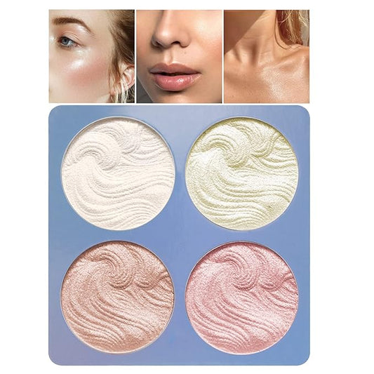 Boobeen Highlighter Makeup Highlighter Palette Powder Shimmer Highlighter Makeup Facial Illuminator Bronzer Palette Waterproof Long Lasting