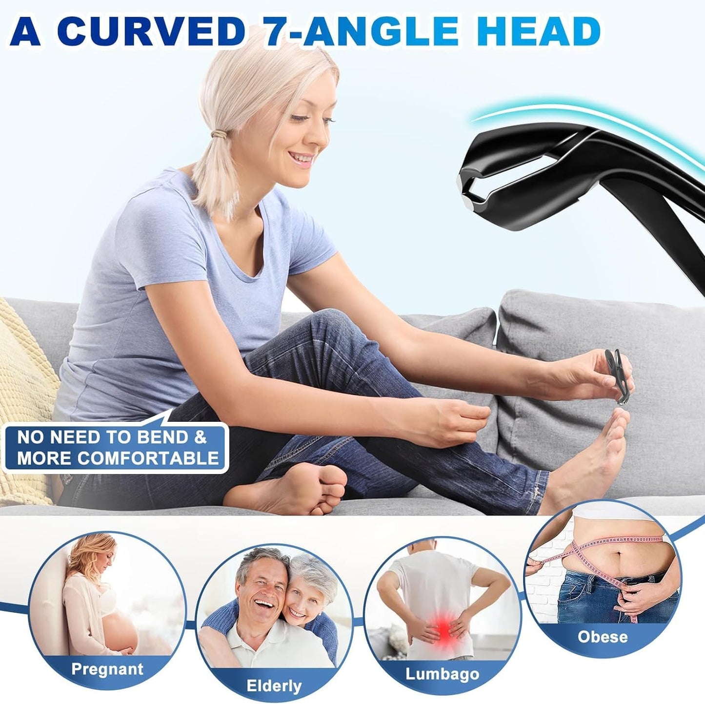 Toenail Clippers for Seniors Thick Toenails, Upgrade Angled Nail Clipper for Seniors, Toe Nail Clippers for Men with Wide Jaw Opening, Sharp Heavy Duty Fingernail Clipper Cutter with Catcher