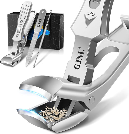 Toenail Clippers for Seniors Thick Toenails, Upgrade Angled Nail Clipper for Seniors, Toe Nail Clippers for Men with Wide Jaw Opening, Sharp Heavy Duty Fingernail Clipper Cutter with Catcher