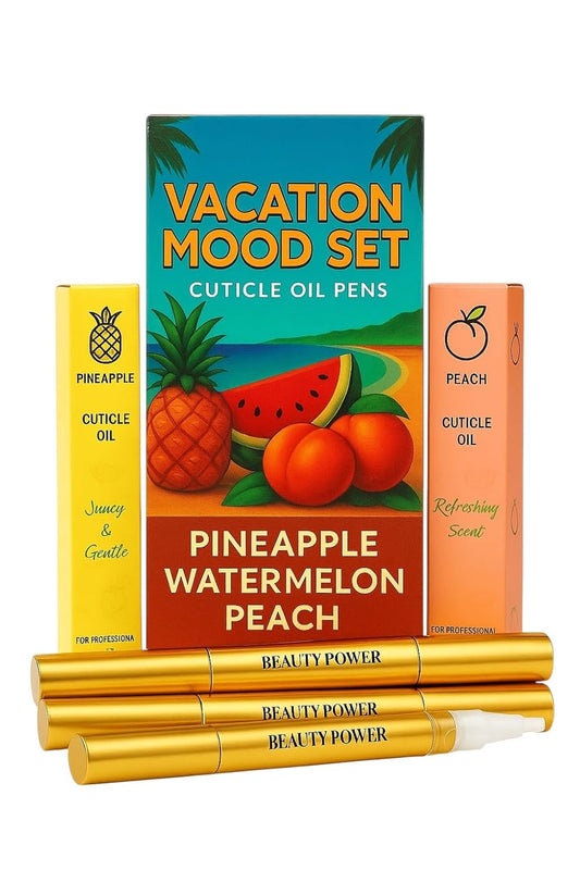 Cuticle Oil Pen Vacation Mood Set of 3 - Pineapple, Peach, Watermelon Scents