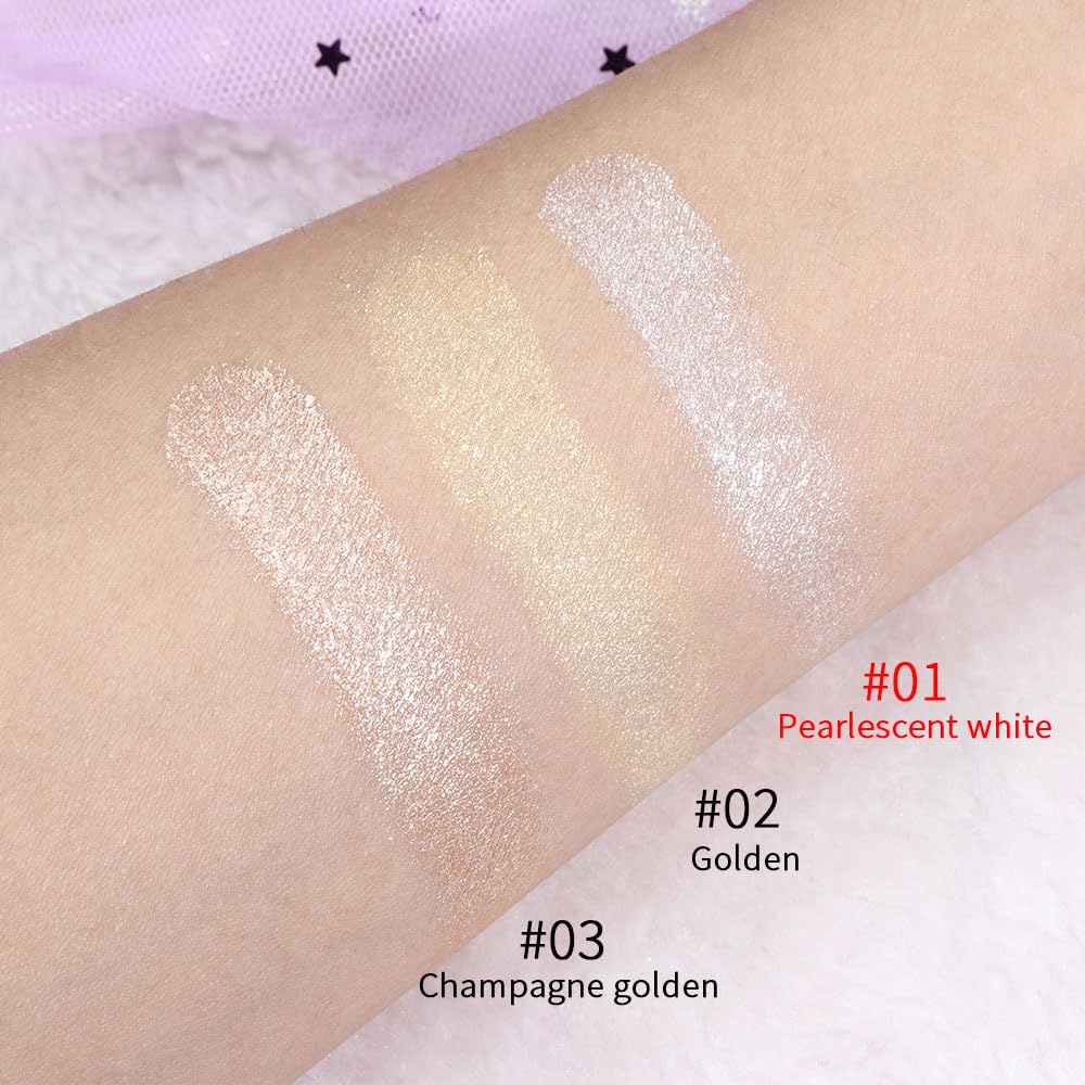 evpct Pearl White Silver Face Highlighter Makeup, White Shimmer Glitter Diamond Sparkly Highlighters Makeup Eyeshadow Palette Powder for Face Body Cheek Skin, inner Corner Eye Highlighter Make up 01