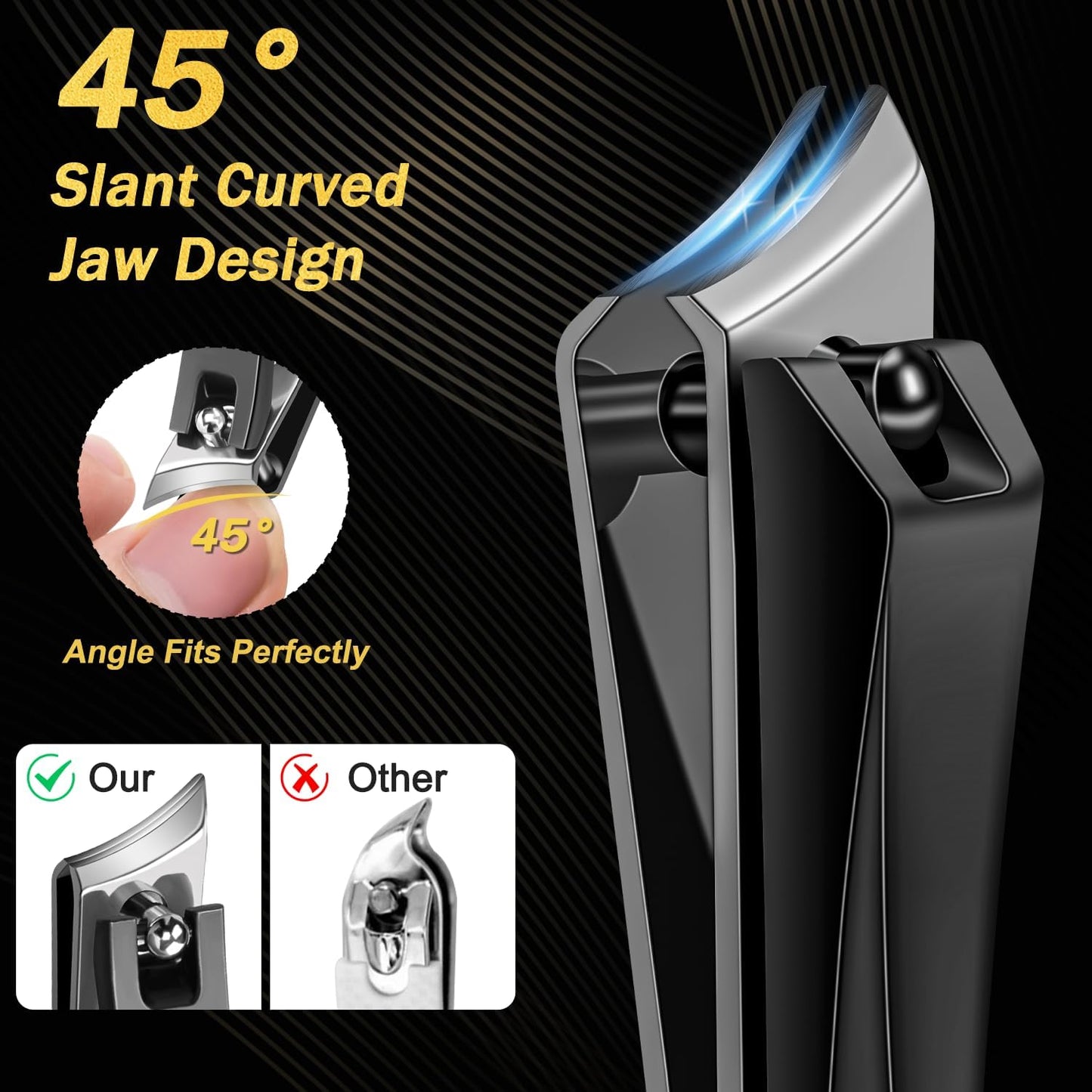 Toenail Clippers for Thick Toenails, Trimlyx Ingrown Toe Nail Clippers for Thick Nails for Seniors, Heavy Duty Nail Clippers for Men, Angled Head Large Toenail Clippers for Seniors 5Pcs