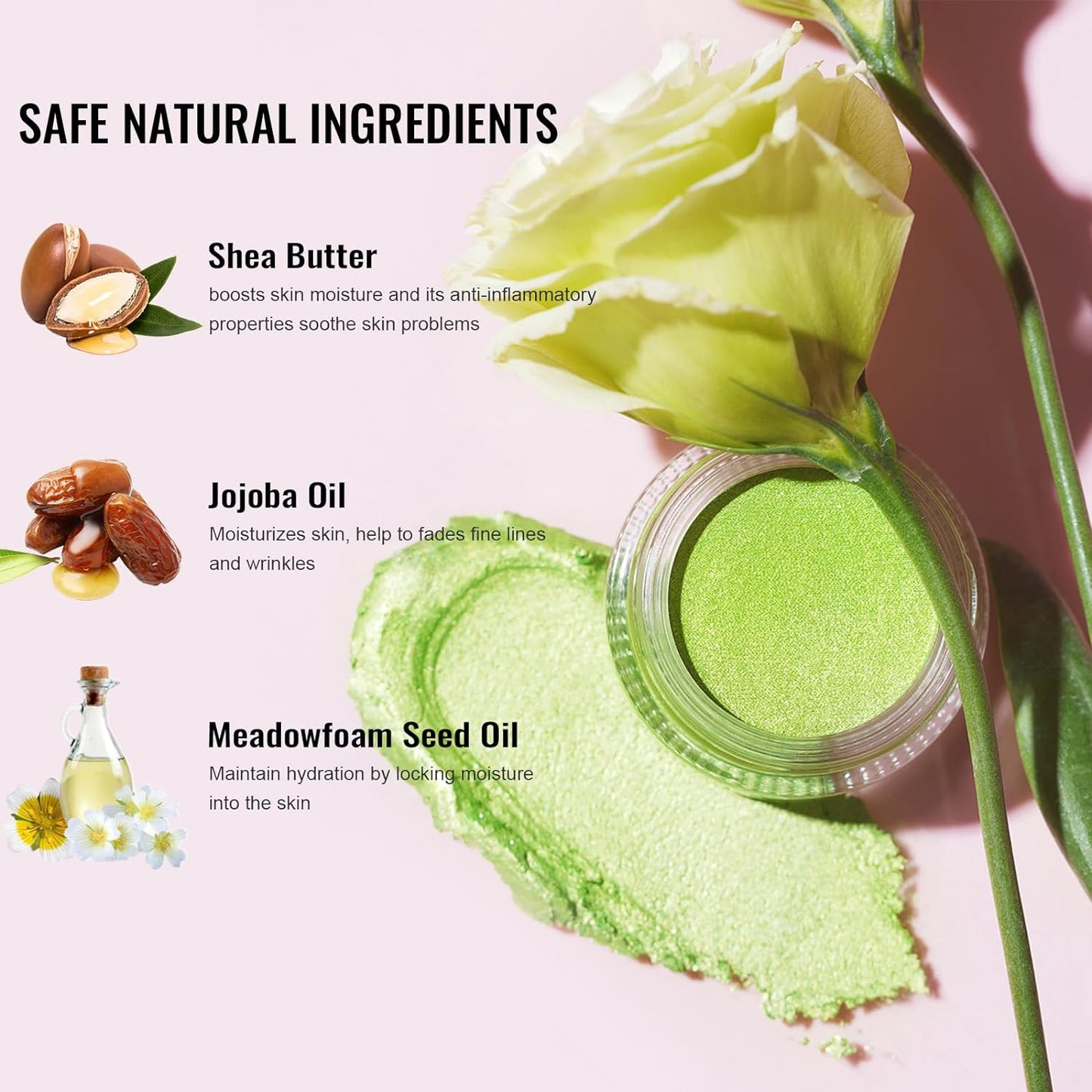 Oulac Pink Eyeshadow Glitter Eyeshadow Highly Pigmented Waterproof & Long Lasting Crease-Free Moisturizing Smooth Formula, Shimmer Glitter Eye Makeup. 6g (10)