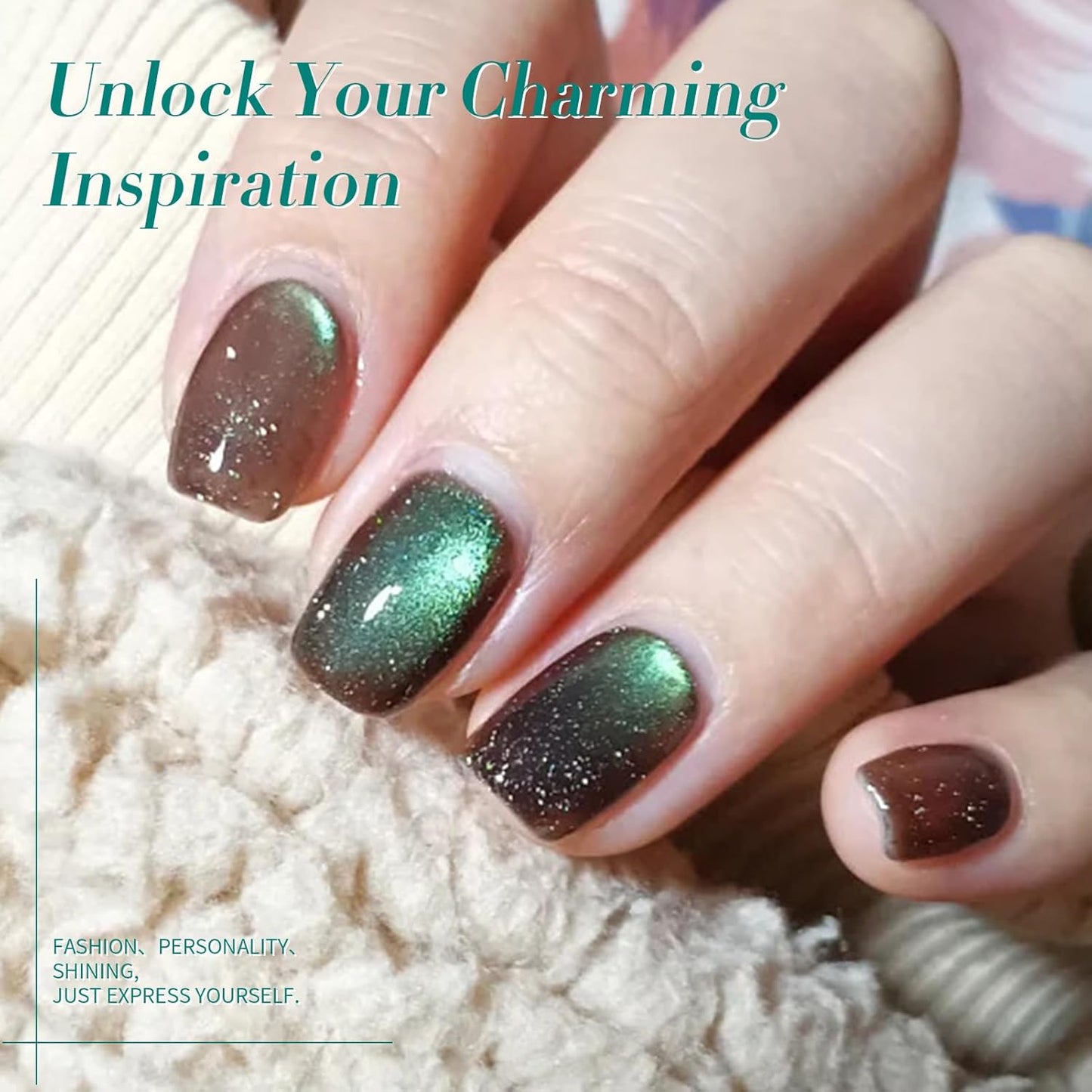 Born Pretty Cat Magnetic Eye Gel Nail Polish,Brown Green Magnetic Gel Polish Shimmer Magnetic Eye Gel Manicure Nail Art DIY 15ml