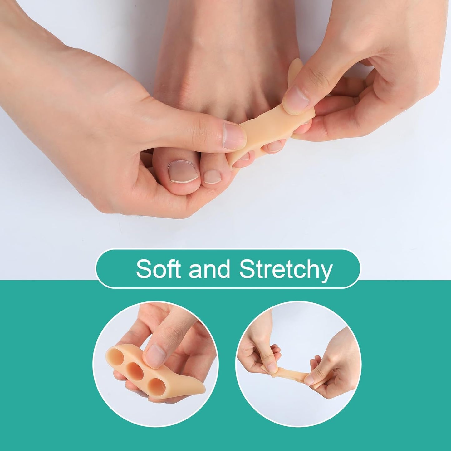 Welnove Gel Pinky Toe Separators - 8 Pack Pinky Toe Spacers, Bunion Cushions Pads for Women＆Men, Silicone Little Toe Protectors for Preventing Rubbing & Relieve Pressure - FSA/HSA Eligible (Beige)