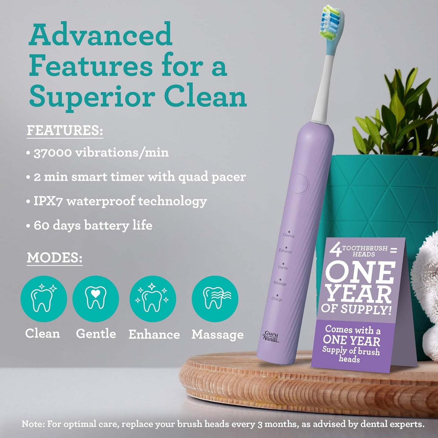 GuruNanda Lion & Lamb Kit 2.0, Electric Toothbrush with Water Flosser Combo, 4 Jet Tips, 4 Brush Heads, & IPX7 Waterproof Design for Complete Oral Care, Lavender