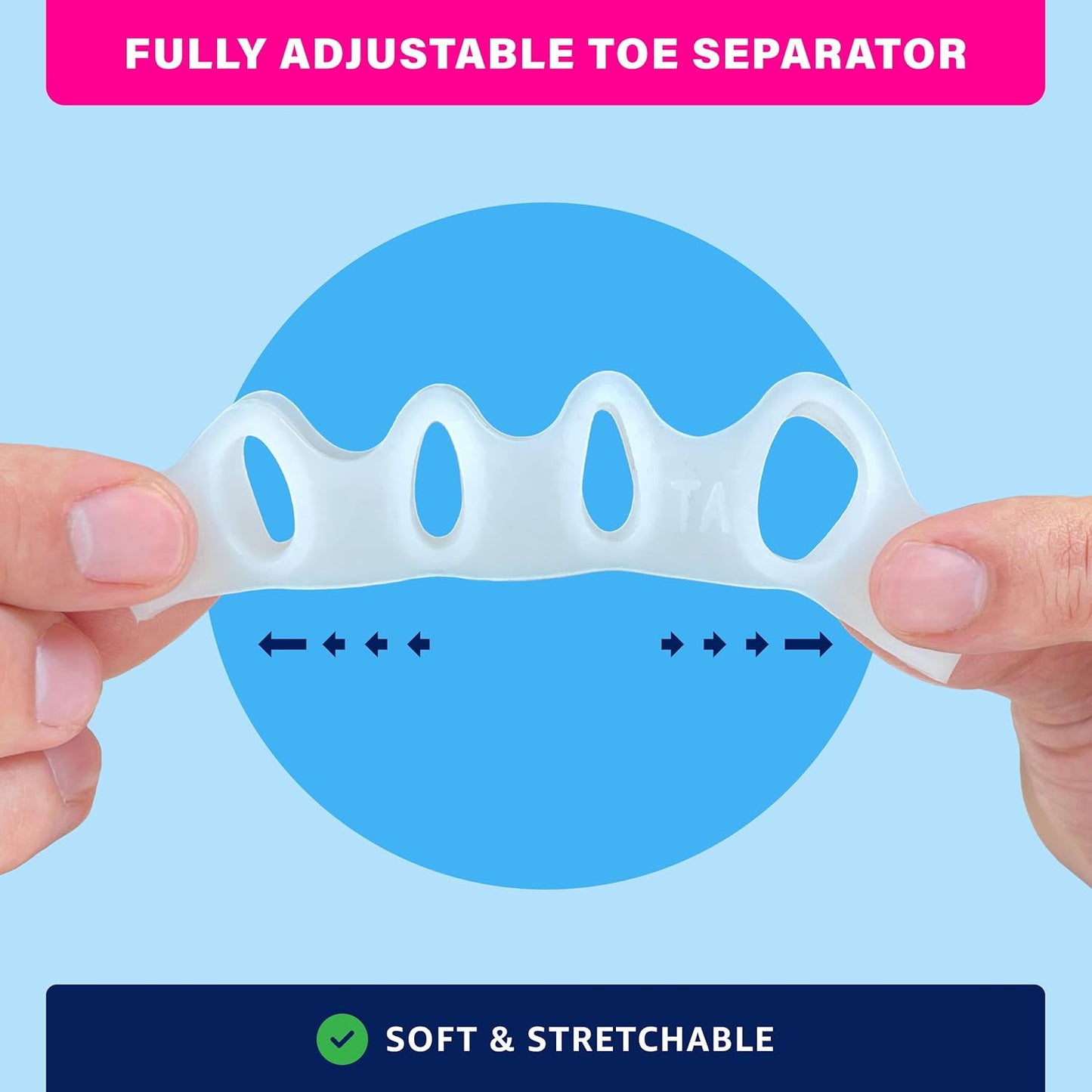 Adjustable Toe Separators-Patent Pending-Highly Effective Toe Straightener for Bunions, Overlapping Toes, Hammertoes, Crooked Toes.