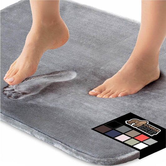 GORILLA GRIP Memory Foam Bath Rugs, Soft Absorbent Velvet Bathroom Mats, Durable Dots on Underside, Machine Washable Bathmat, Carpet Rug Room Decor for Shower Floor, 42x24 Mat, Graphite Gray