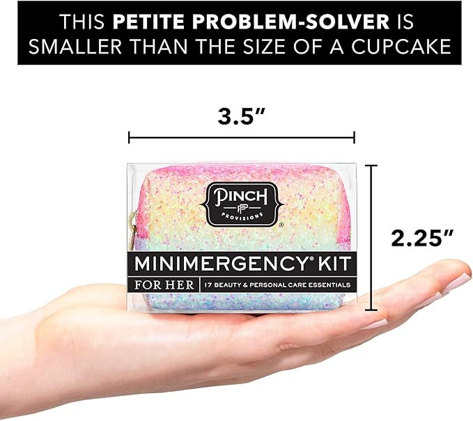 Pinch Provisions Rainbow Minimergency Kit, includes 17 Travel-Sized Cosmetic Essentials, Convenient for Purses, Emergency Beauty Accessories, Gifts for Holiday’s & Birthday’s