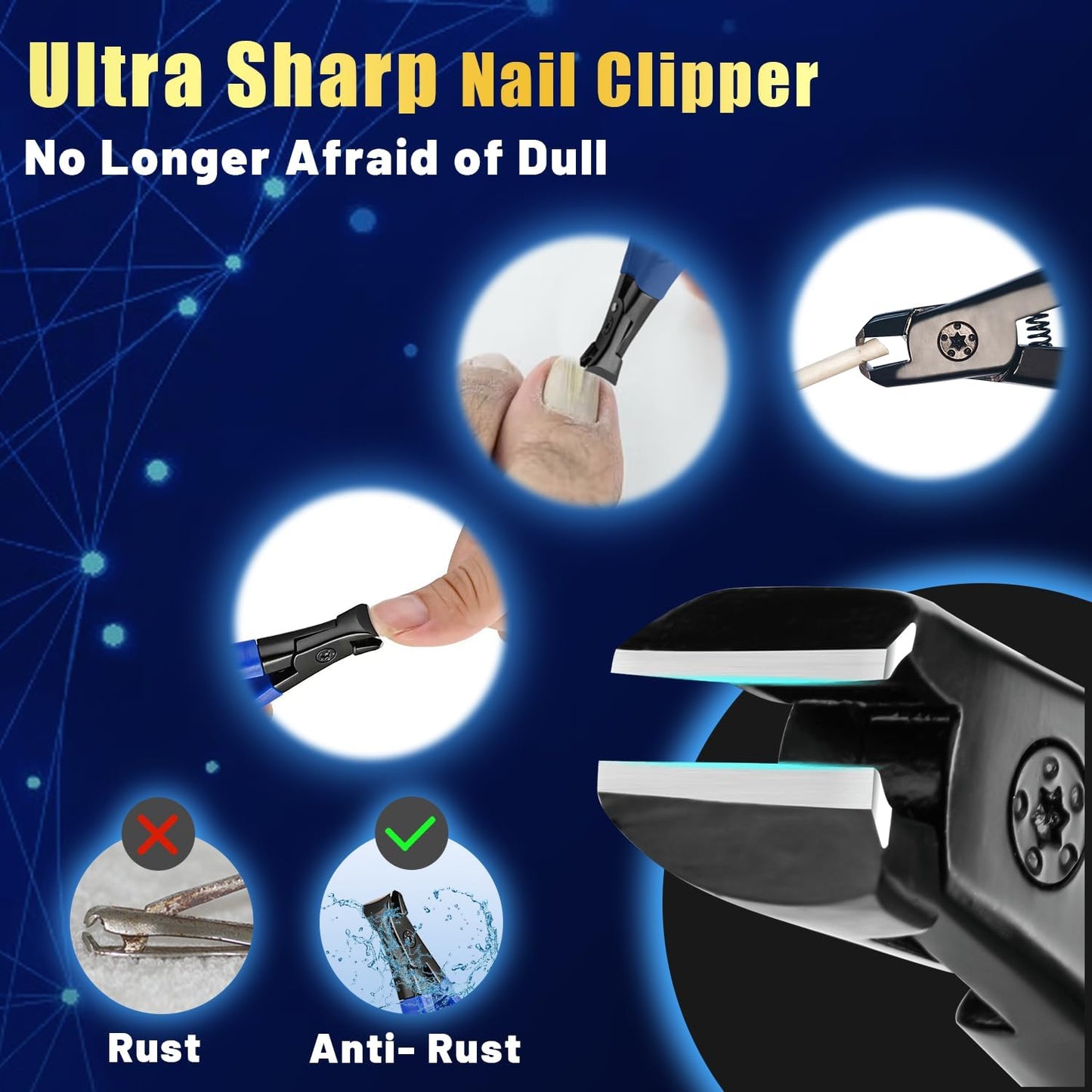 Nail Clippers for Thick Nails, Large Nail Clippers for Men, Senior Toenail Clippers for Thick Nail Heavy Duty Nail Clippers for Thick Toenails Non-Slip Long Handle Finger Nail Clippers Adult