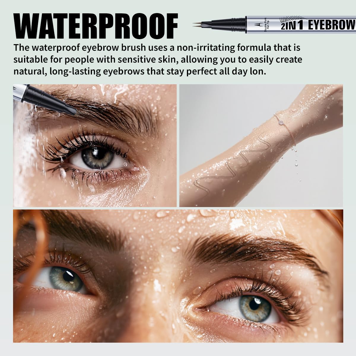 Eye Brow Pencils for Women Brown,2-in-1 Dual-Ended Eye Brow Pencil with 2-Fork-Tip and Precise Brush-Tip, Microblading Eyebrow Pen for Waterproof Long Lasting Natural Hair-Like Brows(Light Brown)