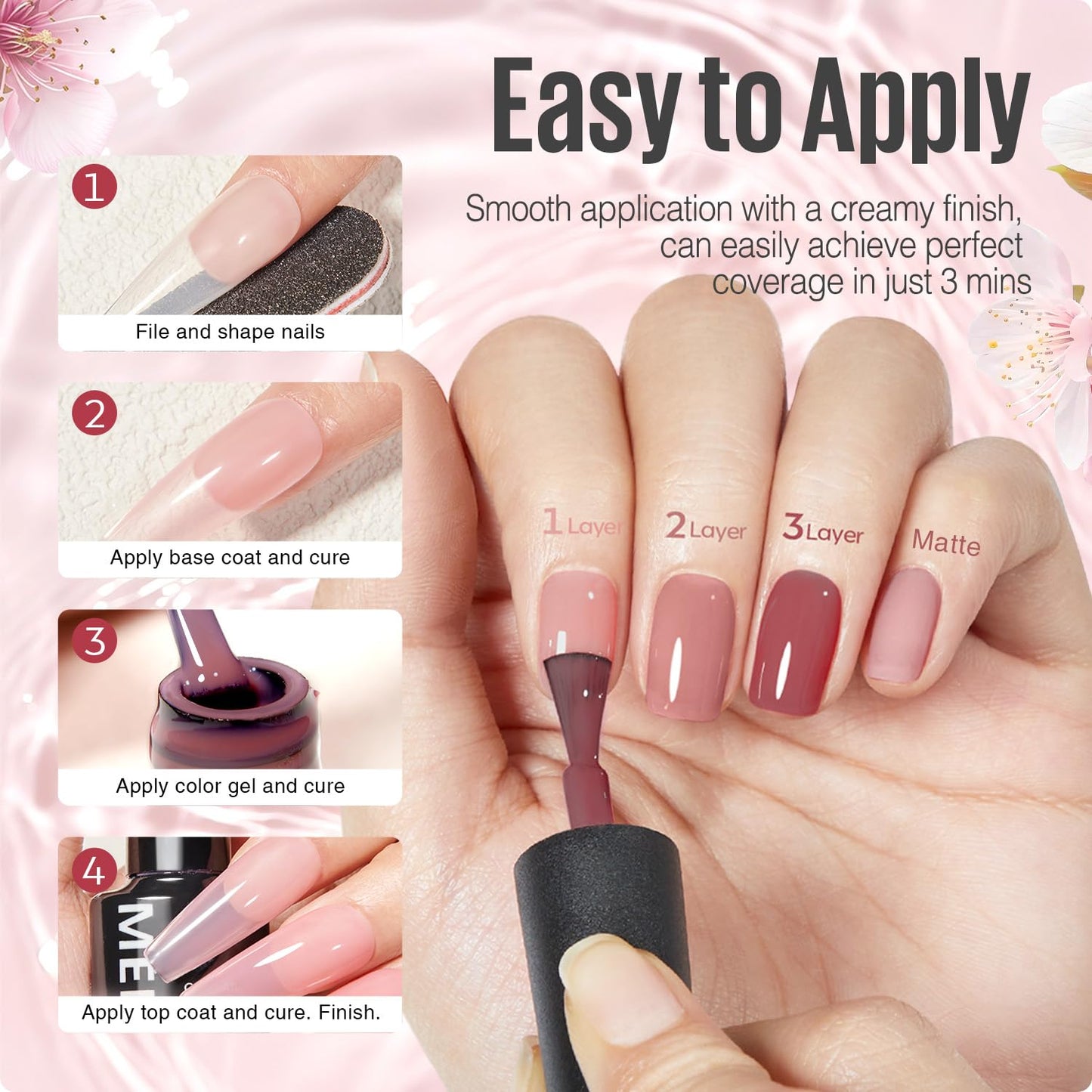 MEFA Jelly Gel Nail Polish Set, 12 Colors Jelly Red Glitter Nail Polish Set Nude Pink Milky White Nail Polish Gel Neutral Transparent Sheer Red Gel Nail Gifts for Women Girl DIY Salon Home Manicure