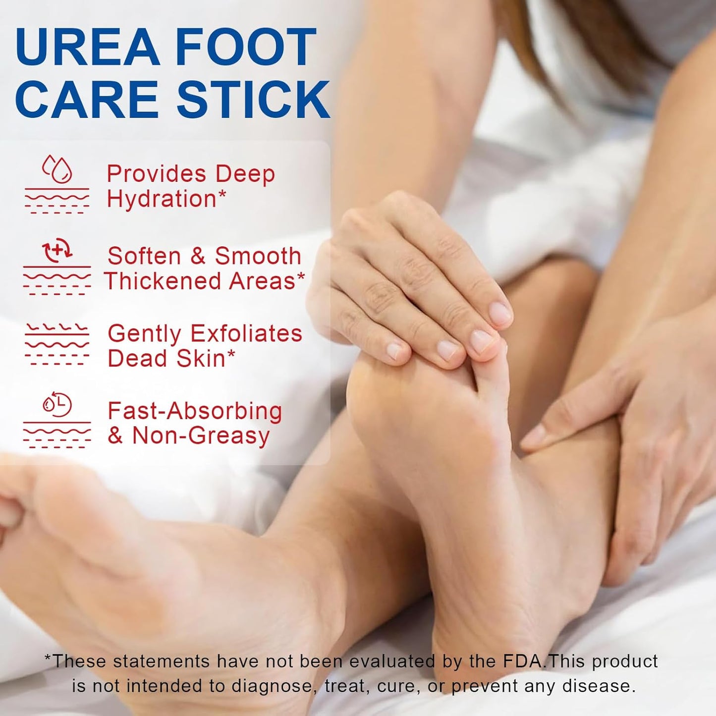 Urea Cream Stick 60% plus 2% Salicylic Acid for Feet Maximum Strength, Foot Lotion Stick for Rough Thick Dry & Cracked Skin, with Coconut Oil, Green Tea Extract, Tea Tree and Aloe Vera