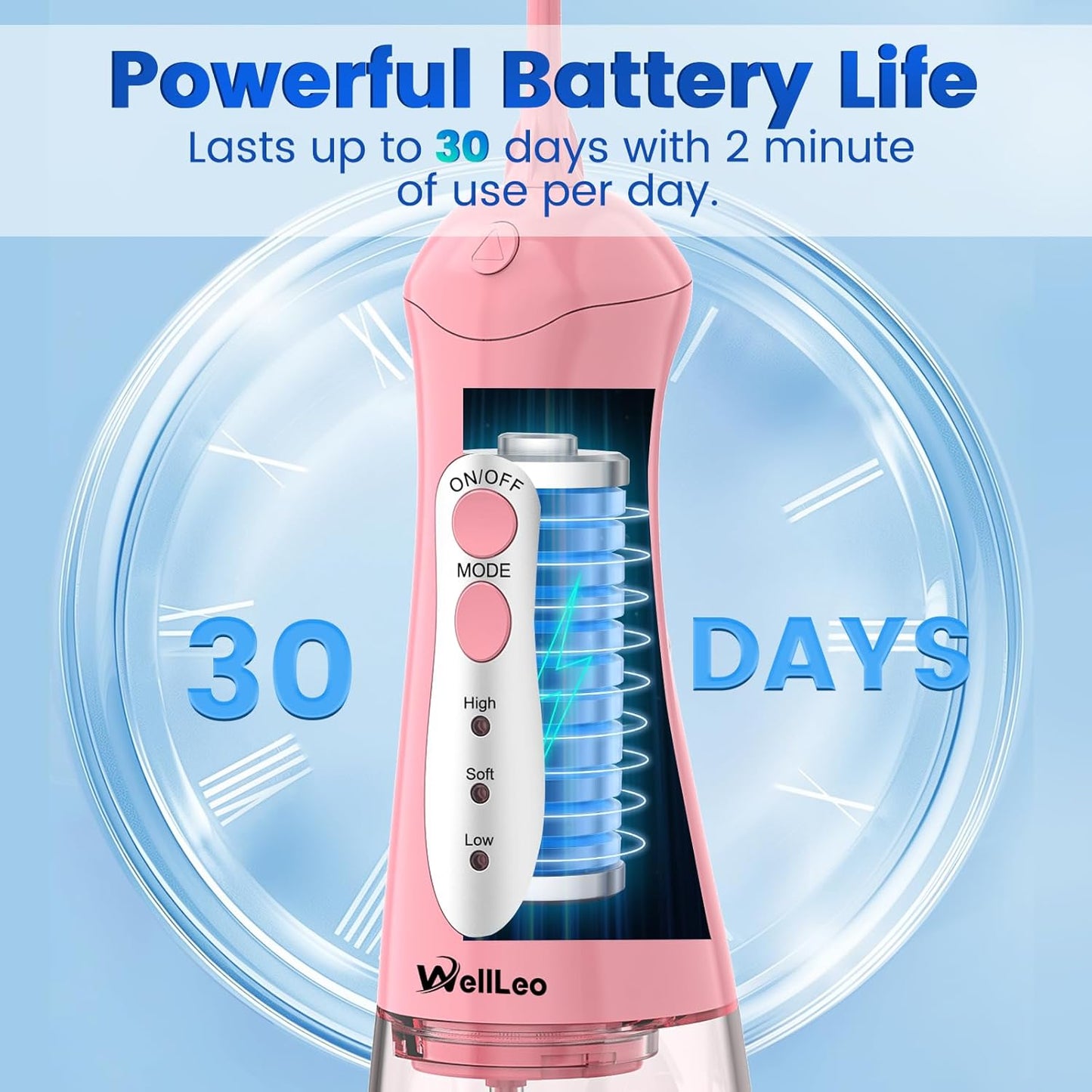 Water Flosser for Teeth, Portable Oral Irrigator Rechargeable Water Dental Flosser Pick with High Pressure 5 Jet Tips, IPX7 Travel Water Flossing for Brace Teeth Cleaner Gum Care