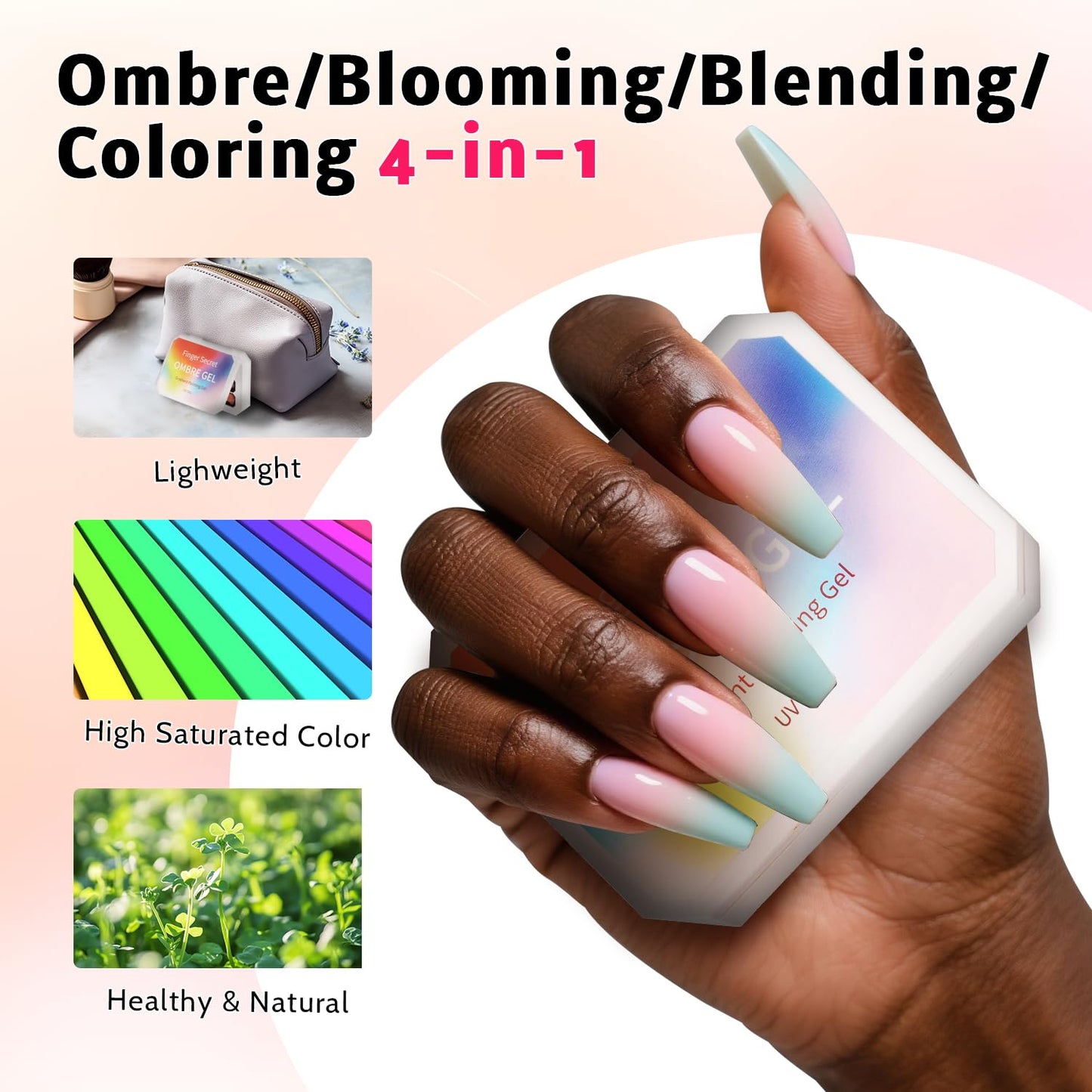 Sponge Pat Paint Nail Gel, Ombre Nails Gradient Gel Nail Blush Blooming Aura Nails Drawing Stripper Floral Painting DIY Nail Art, No Wipe, UV/LED Curing (16 Colors B)
