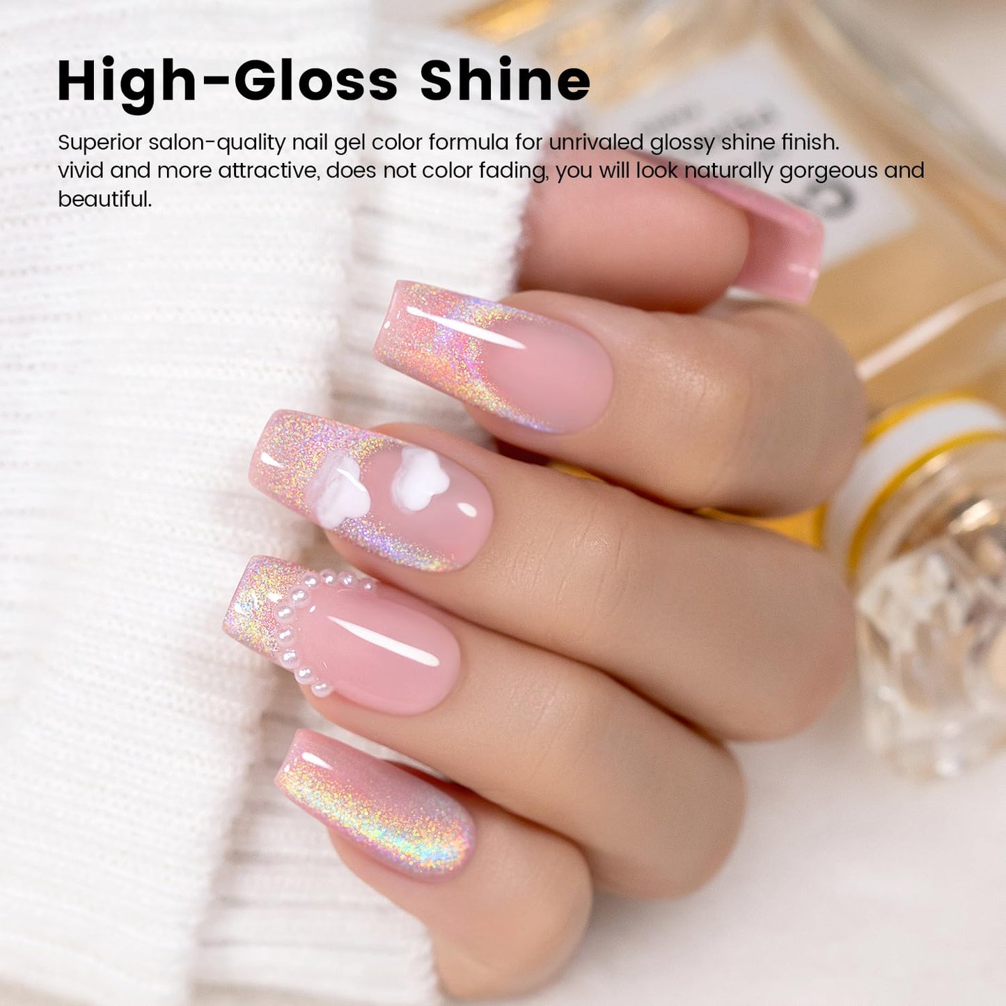 RARJSM Holographic Rainbow Cat Eye Gel Nail Polish with Magnet Stick Clear Silver Iridescent Glitter Sparkle 9D Cat Eye Gel Polish Soak off UV LED Curing Requires Soak Off Home Salon Diy Nail Art