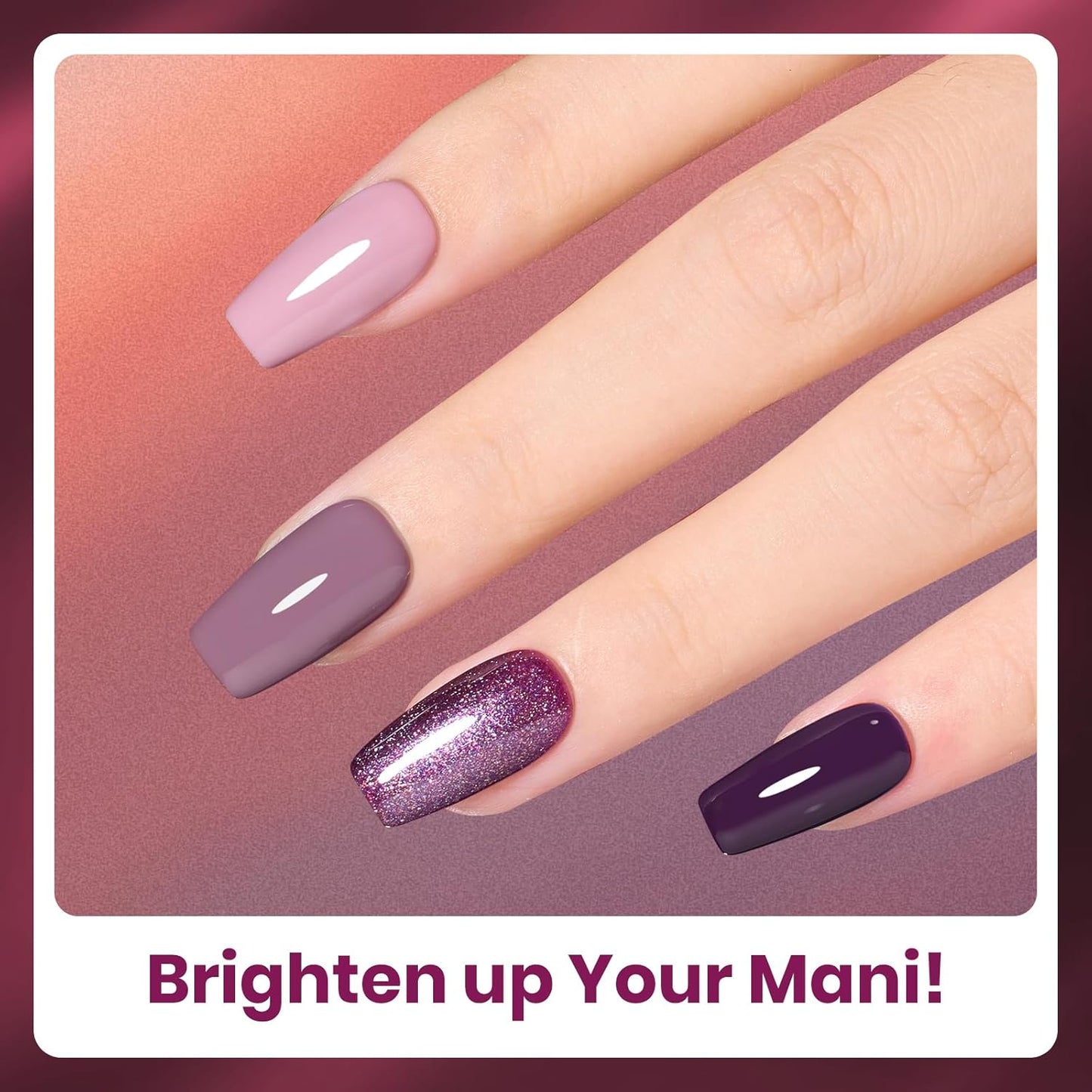 beetles Gel Polish Purple Gel Nail Polish Set - Muse Of Midnight Winter Deep Dark Light Purple Glitter Cat Eye UV Led Needed Soak Off DIY Salon Home Nail Art Gifts for Women