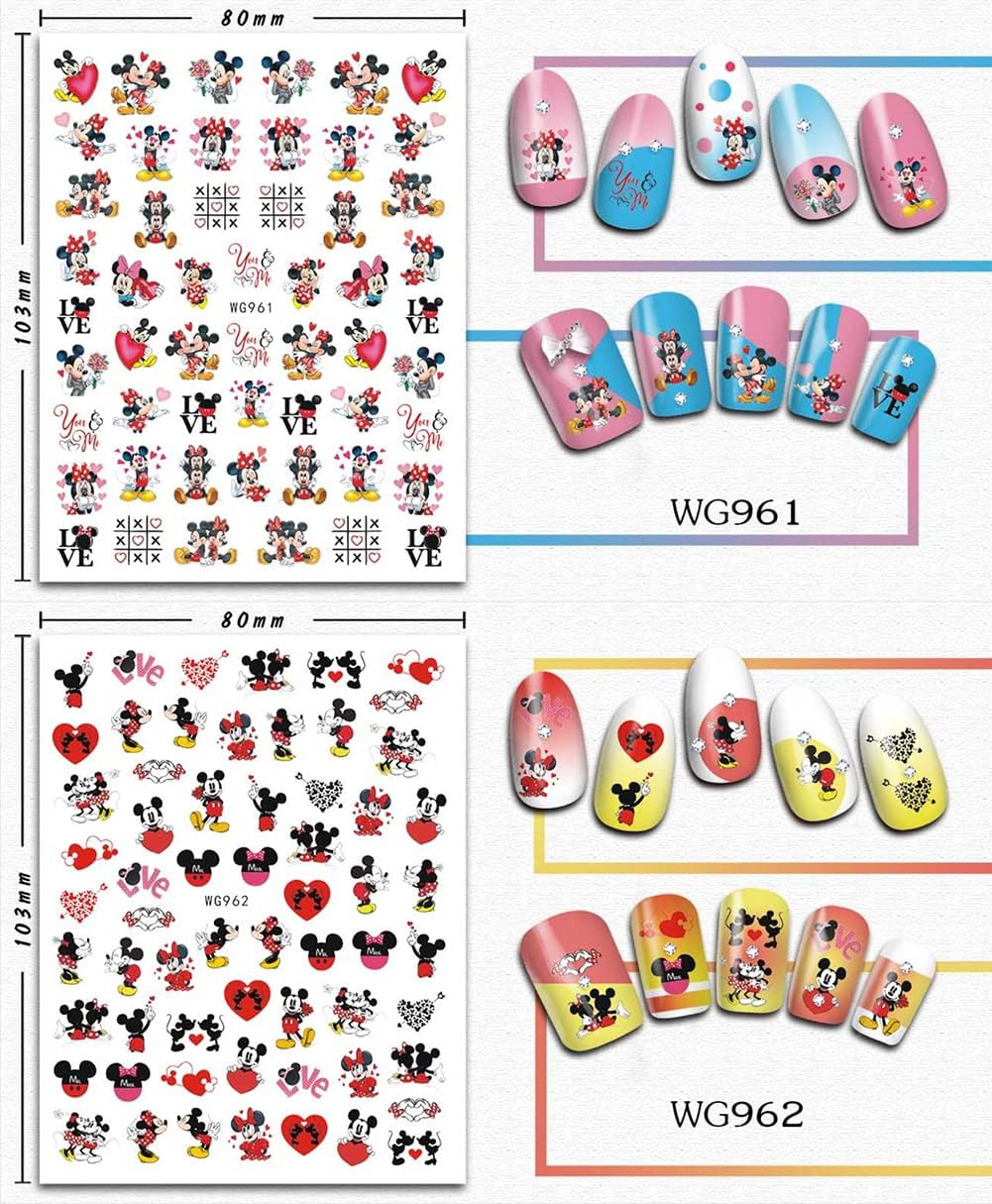 8 Sheets Cute Cartoon Nail Art Stickers Decals Romantic Valentine Day Nail Design Stickers 3D Self Adhesive Nail Art Valentines Nail Decals for Women DIY Manicure Valentine Day Party Nail Decoration