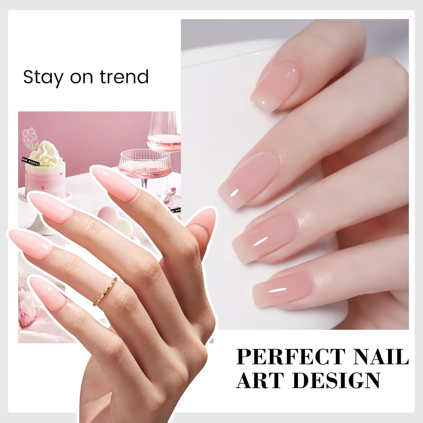 HEMA and TPO Free Sheer Nude Pink Gel Nail Polish - 18 ML Milky Pink Nail Polish Gel for Women Girls Gift, Long Lasting Neutral Jelly Clear Light Color Soak Off Cured for Home Nail Art Salon DIY