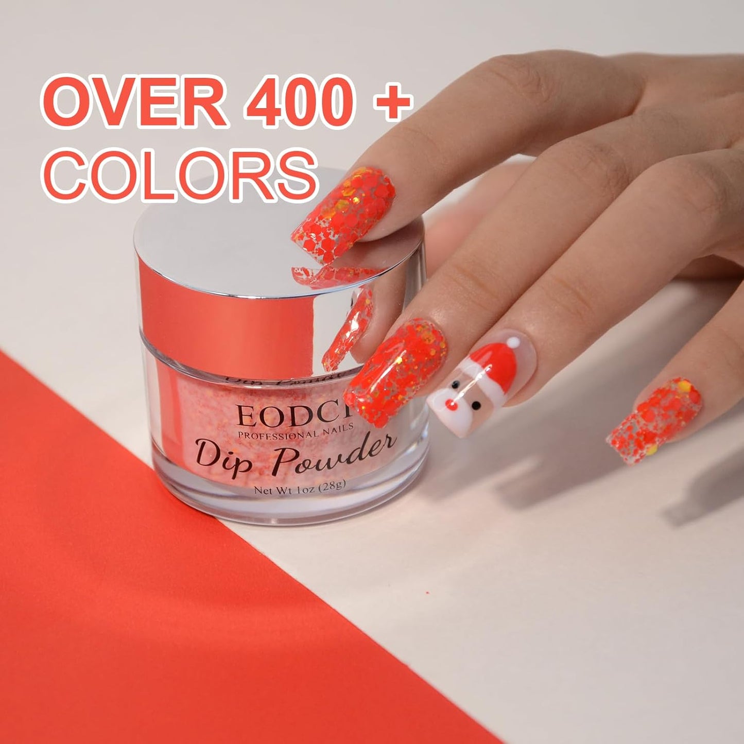 1oz Glitter Sequins Red Color Dip Powder Nails Dipping Nails Long-lasting Nails No UV Light Needed, Dipping Powder French Nail Art Starter Manicure Salon DIY at Home