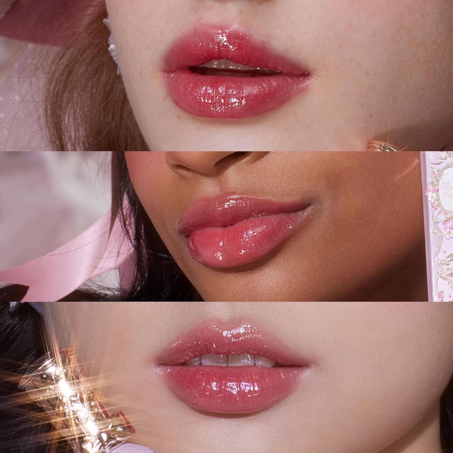 Flower Knows Violet Strawberry Rococo Glowy Lip Gloss,Moisturizing Shine Lip Oil,Hydrating Glitter Lip Plumper Makeup for Girls&Women,Vegan & Cruelty-Free,0.12 Fl Oz,1 Count(G02 Rasberry Booze)