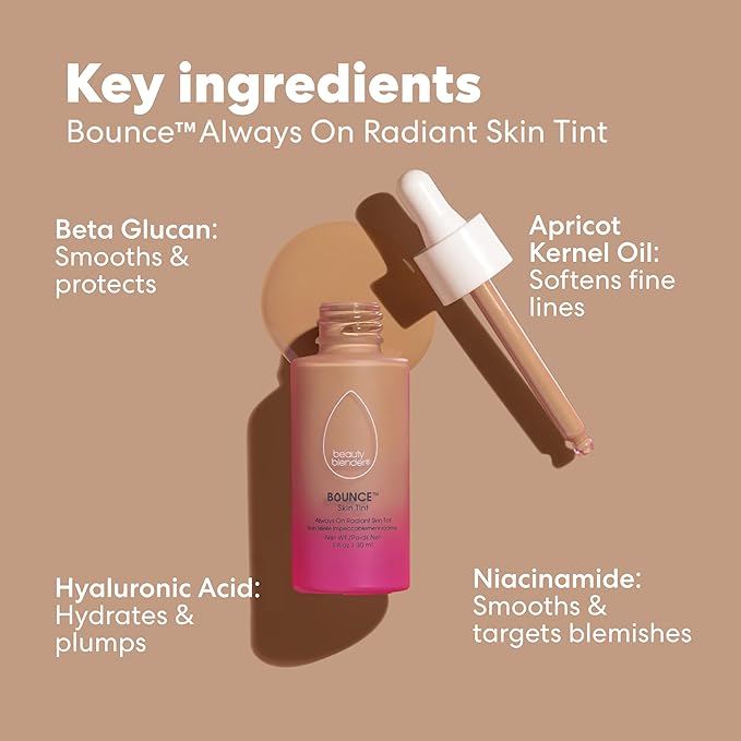 Beautyblender 12-Hour Always on Radiant Skin Tint, Breathable Serum Foundation Stays Put for All Day Long Wear, Infused with Hyaluronic Acid & Niacinamide, Light 4