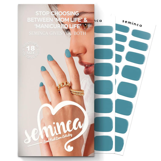 Semi Cured Gel Nail Strips-Salon Quality Semi-Cured Gel Press On Nails Stickers Works with Any UV/LED Lamps Quick DIY Nail Art Manicure Kits for Women at Home(Washing Jean)