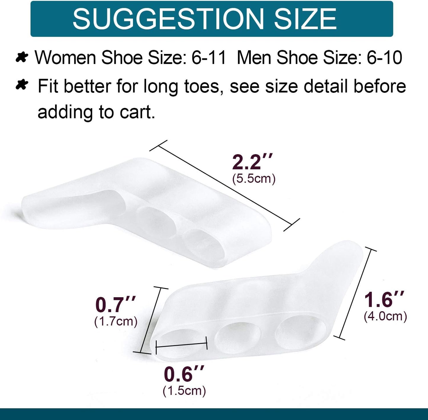 Povihome 10 Pack Pinky Toe Separator and Protectors, Triple Gel Toe Separators for Overlapping Toe, Curled Pinky Toes Separate and Protect