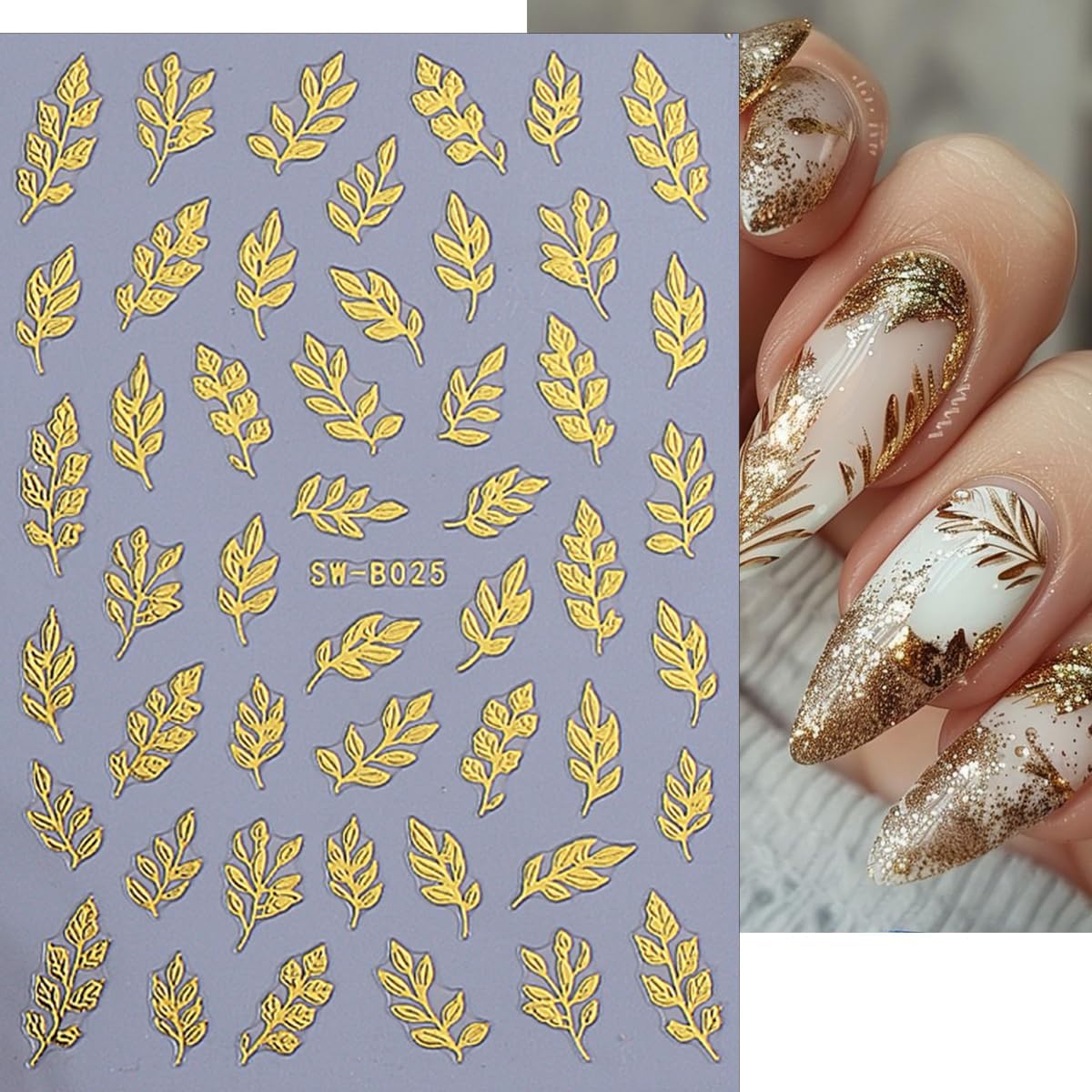 3D Gold Nail Art Stickers 4 Sheets Metallic Flower Leaf Nail Stickers Retro Totem Floral Nails Decals Self Adhesive Gold Designs Luxury Accessories Manicure Supplies for Women DIY Acrylic Decorations