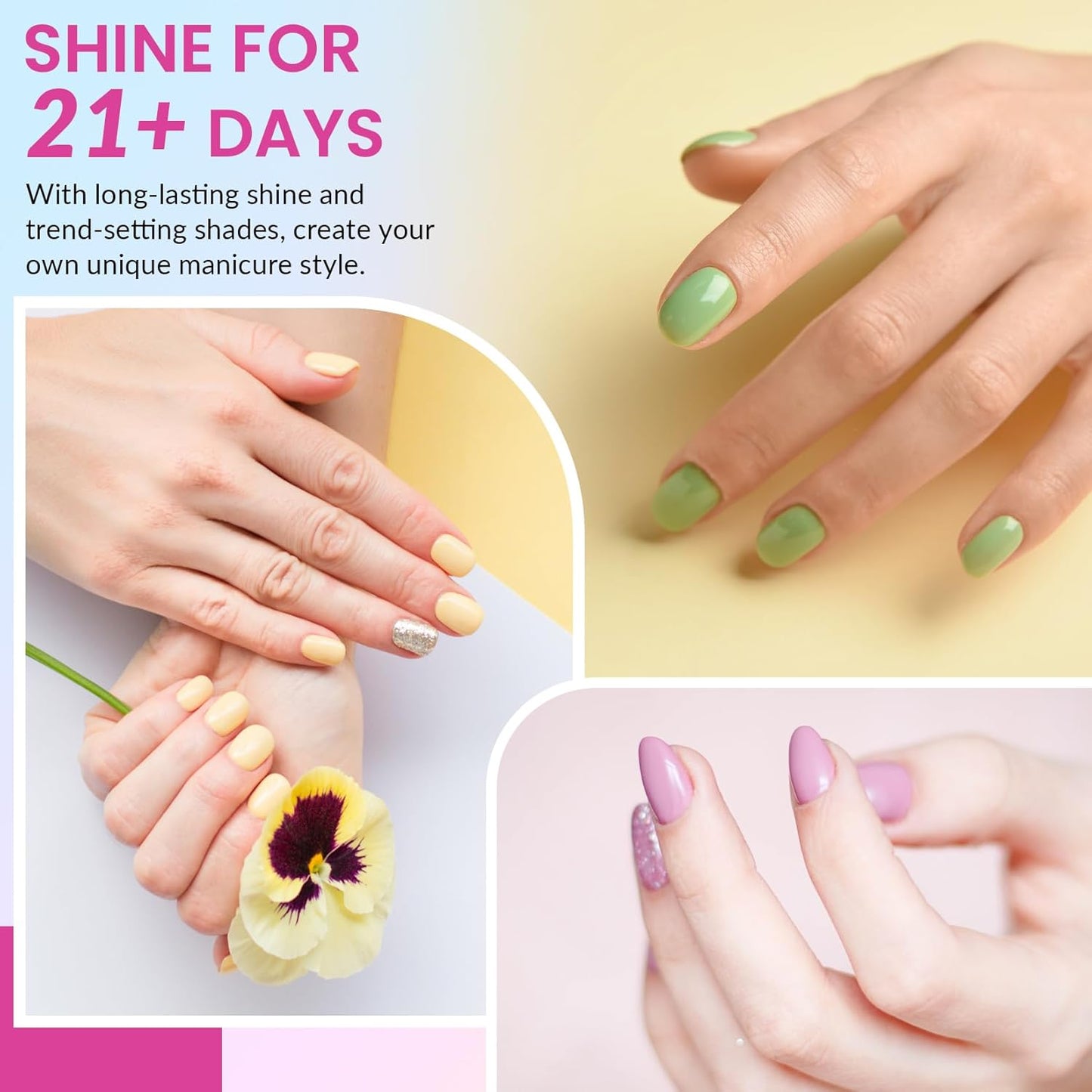 VANREESA 42 Pcs Gel Nail Polish Kit with U V Light 24 Popular Colors Gel Polish Nail Kit Green Blue Purple Pink Orange Complete Nail Kit with Manicure Tools Gifts for Women Girls