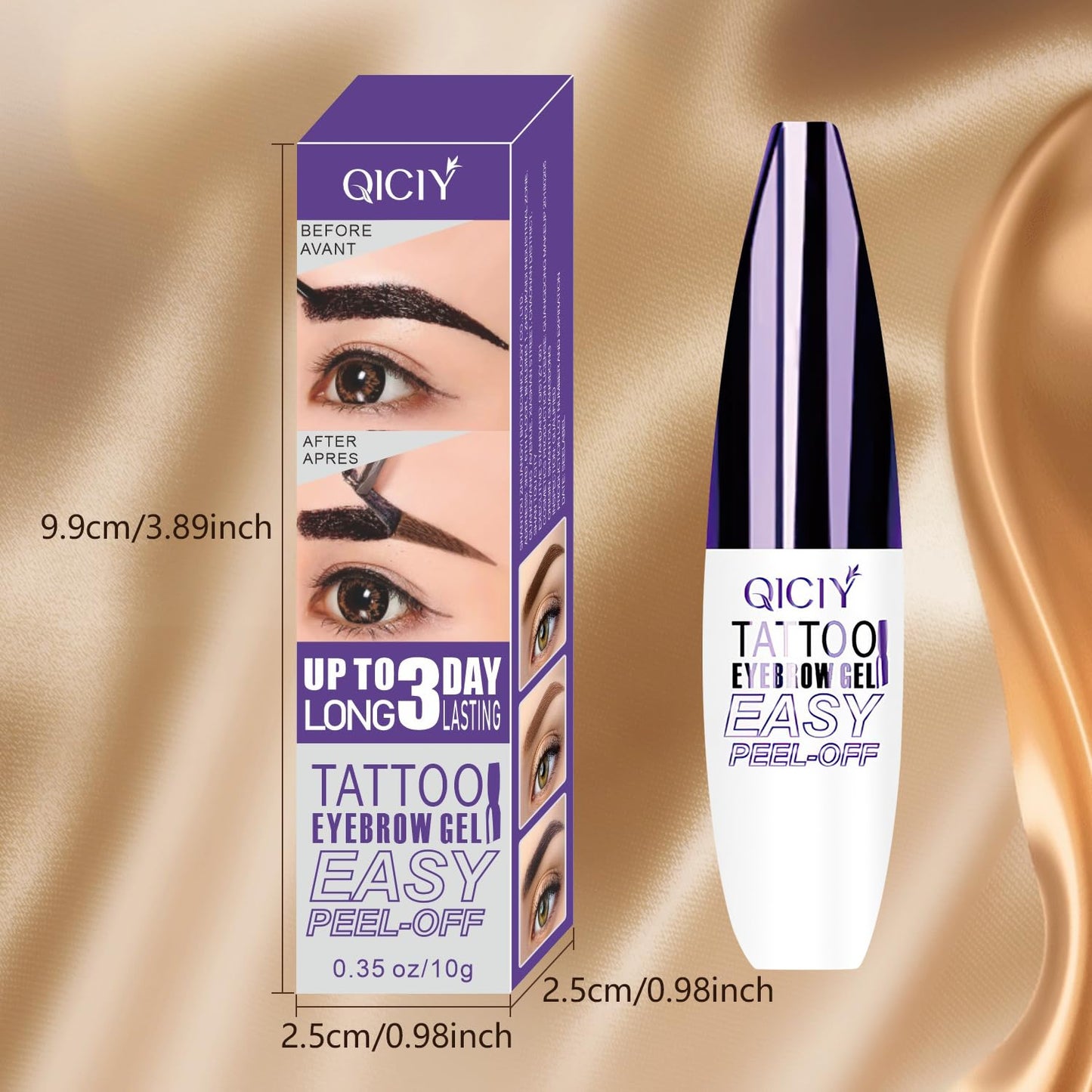 2PCS QICIY Easy Peel-Off Eyebrow Gel- QICIY Peel Off Tattoo Eyebrow Eye Brow Tint Waterproof & Sweatproof For All Skin Tones (Black)