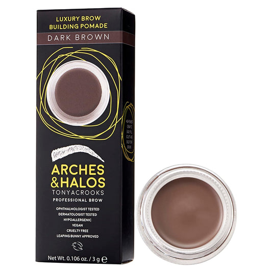 Arches and Halos Luxury Brow Building Pomade - Vegan Eyebrow Pomade - Creamy, Long Wearing Color for Clean, Defined Brows - Dark Brown - 0.1 oz