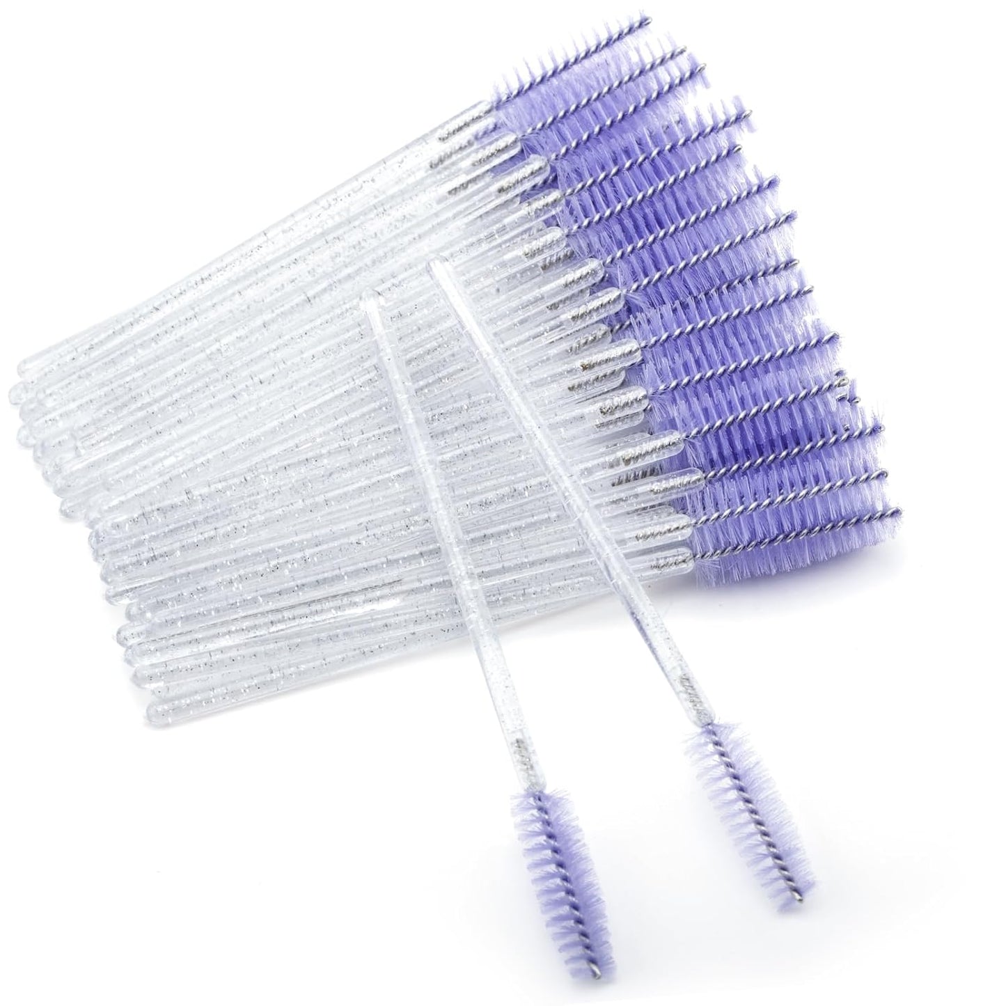 G2PLUS 300PCS Disposable Mascara Brushes, Crystal Lash Brush Makeup Kit, Adjustable Eyelash Spoolies for Eyelash Extensions, Eyebrow and Makeup (White + Purple)