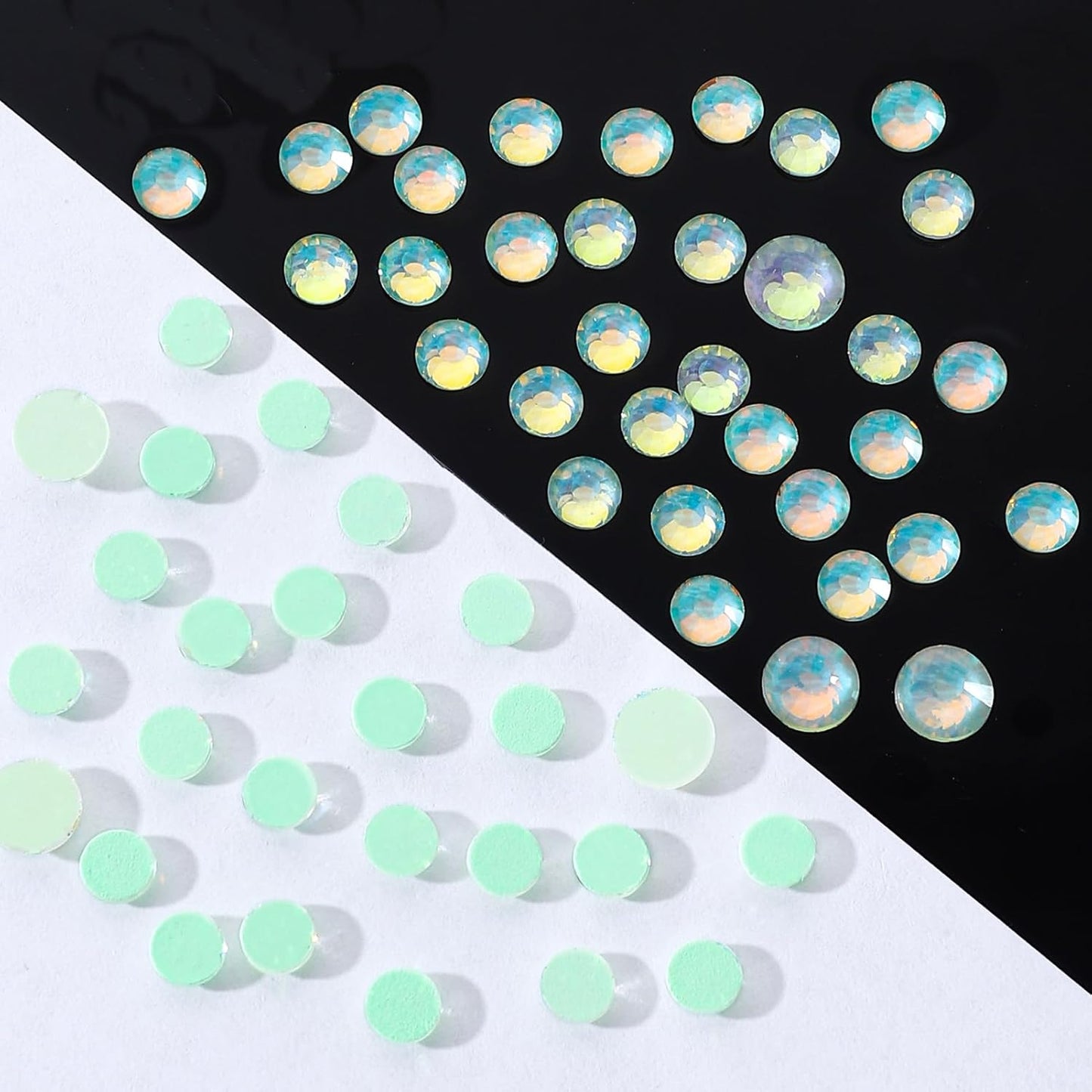 F Light Green Flatback Rhinestones, Glass Rhinestones for Nail Art and Craft, Glue Fix, Loose Crystal Gemstones(F Light Green, SS8, 1440pcs, 2.3-2.5mm)